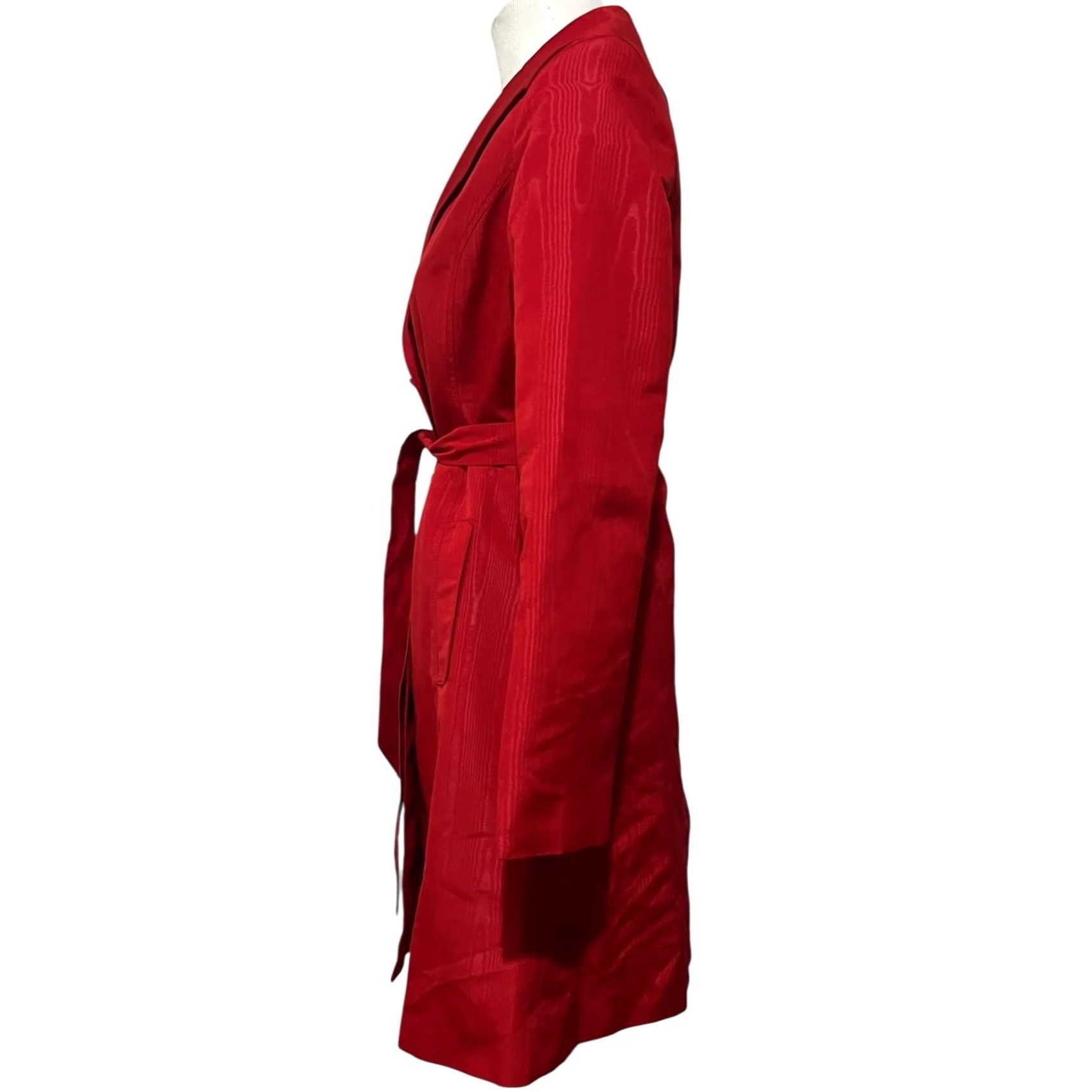 Mossimo Mossimo Red Trench Coat Jacket Dressy Lightweight Holiday Formal Sz S Women Long Sleeve Belted Pockets Party/Cocktail City Christmas 90s Theme Size S / US 4 / IT 40 - 7 Thumbnail