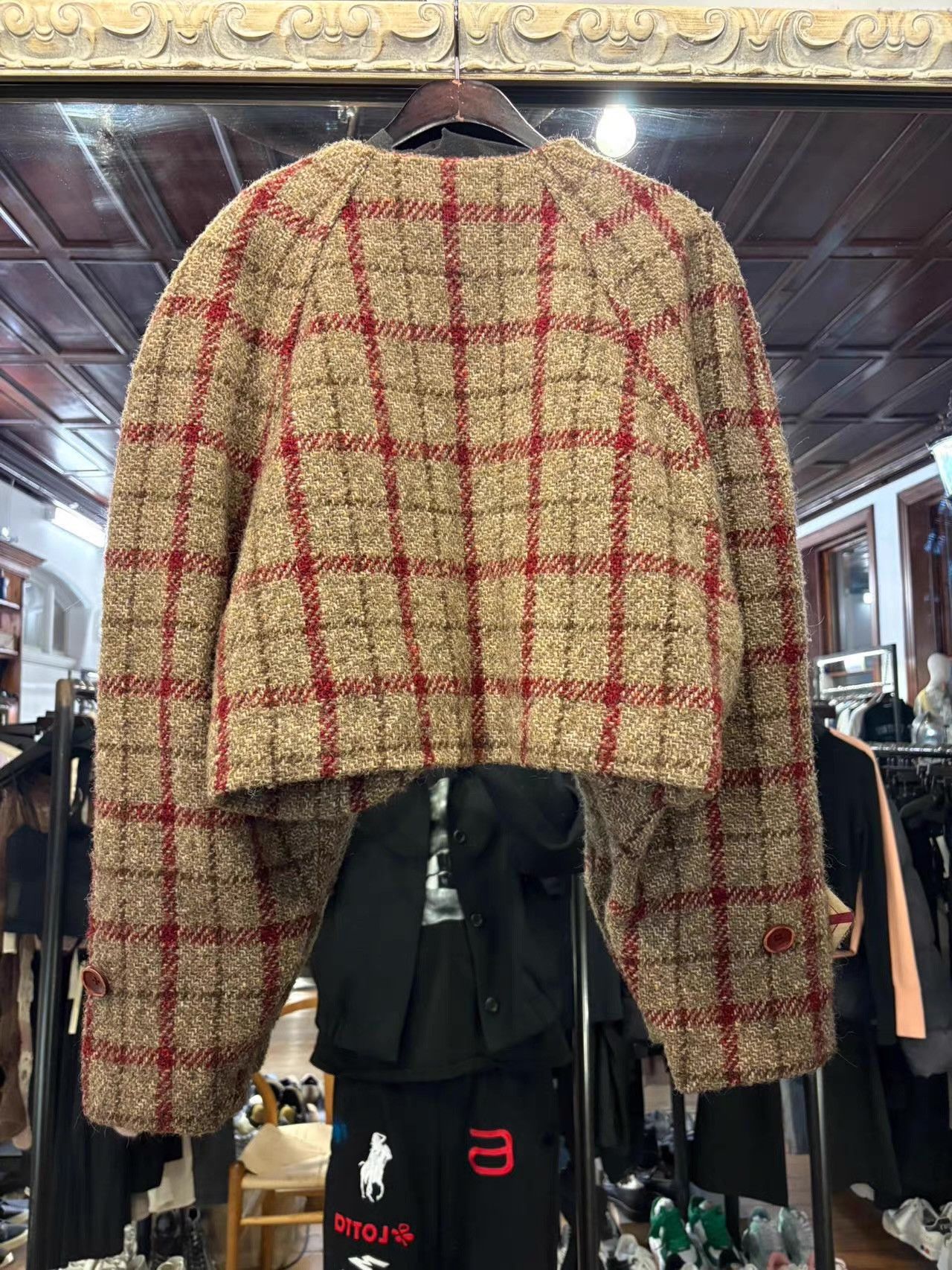 Uma Wang UMA WANG 24FW Camel‑Red Plaid Short Wool Coat Ｑ25 Size S / US 4 / IT 40 - 3 Thumbnail