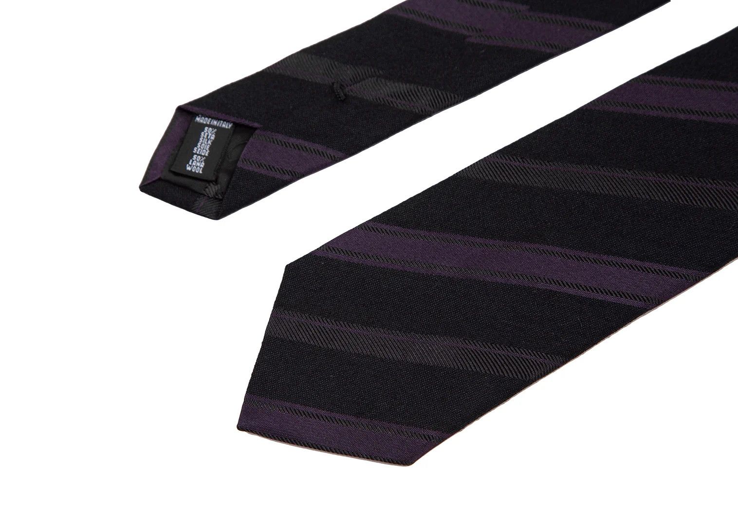 Emporio Armani Wool-Silk Alternate Regimental Tie in Navy Gray Size ONE SIZE - 4 Thumbnail