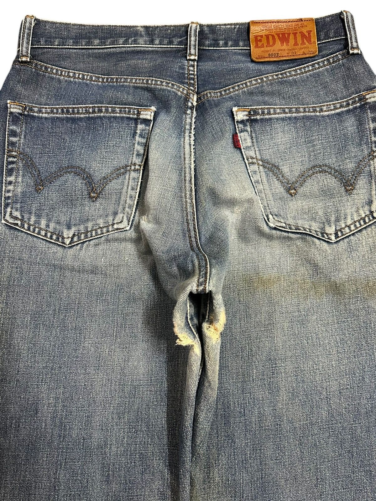 Edwin Vintage Edwin 503z Blue Faded Wash Distress Baggy Jeans Size US 31 - 5 Thumbnail