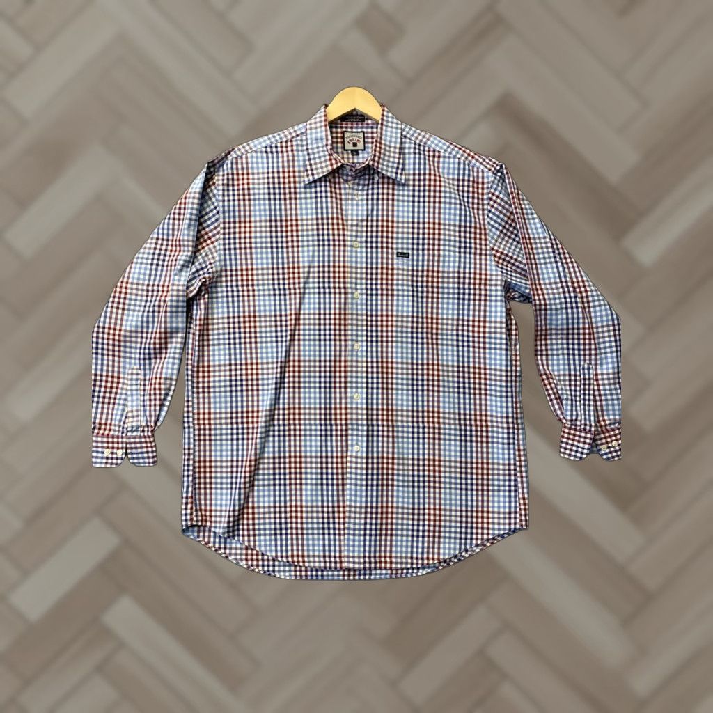 Faconnable VINTAGE Façonnable Cotton Blue Plaid Long Sleeve Shirt XL 90s Mens Size US XL / EU 56 / 4 - 1 Thumbnail