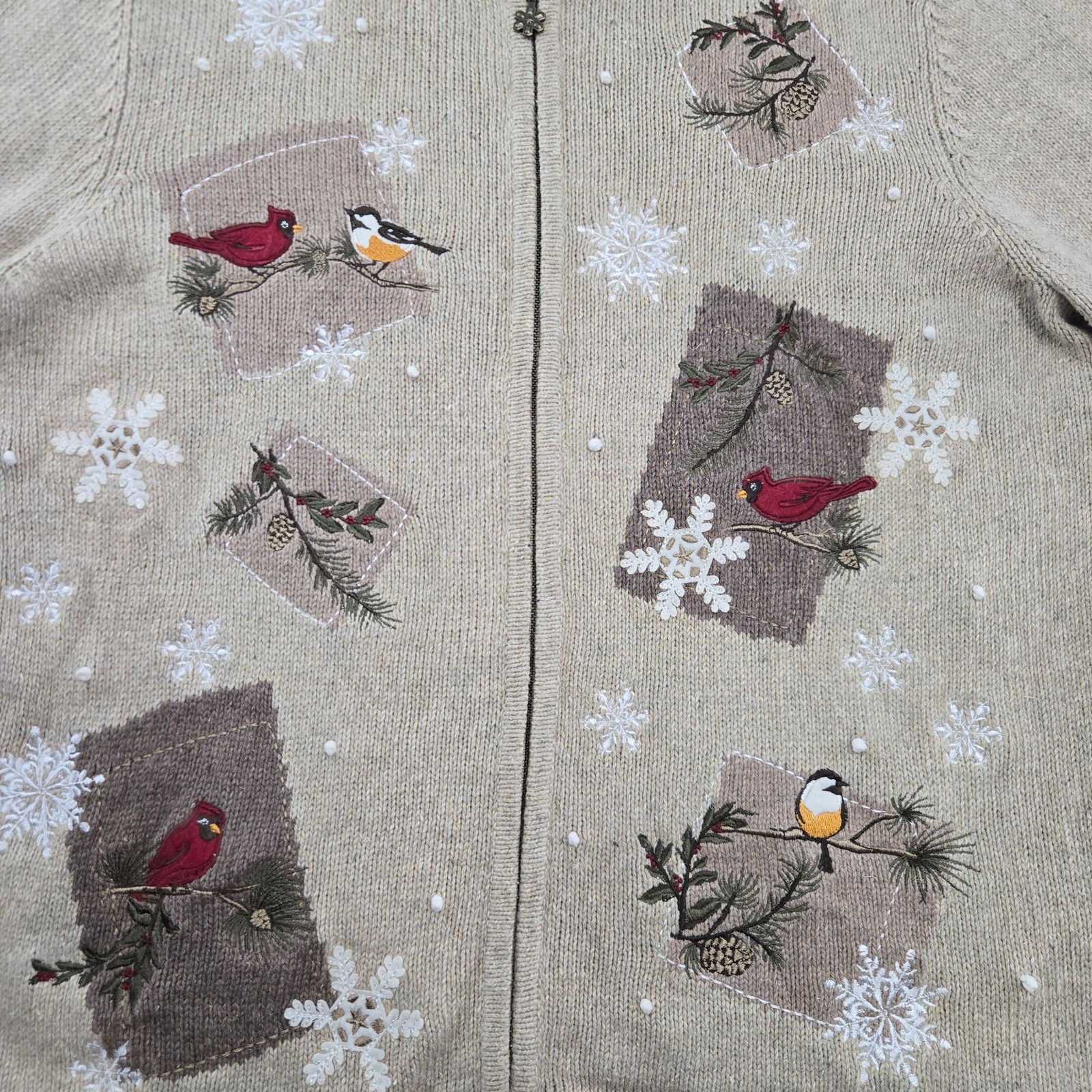 Croft & Barrow Y2K Bird Knit Zip Cardigan Ramie Silk Blend Medium Size M / US 6-8 / IT 42-44 - 5 Thumbnail