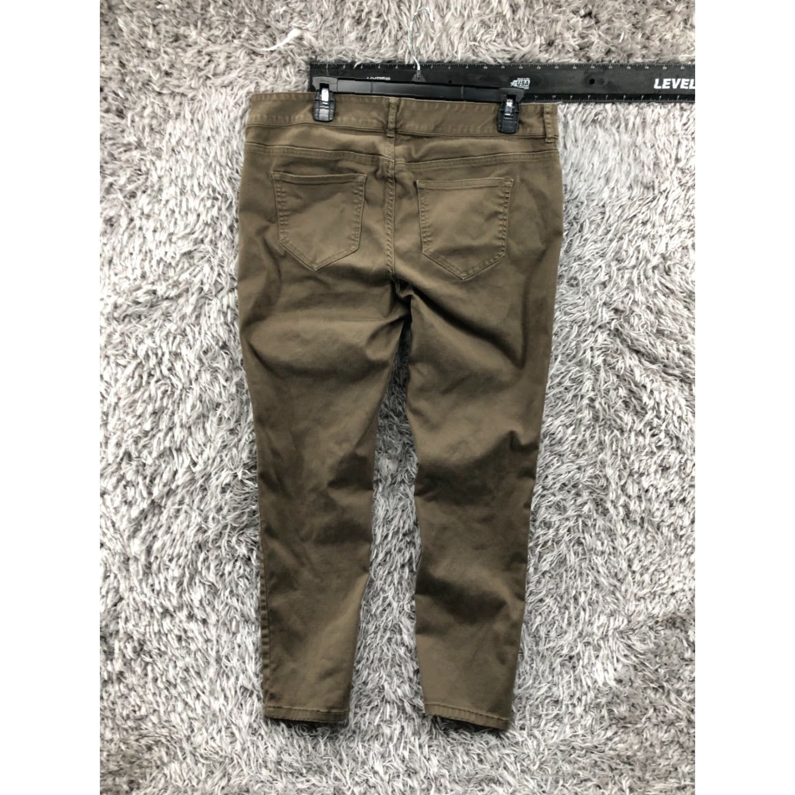 Vintage Maurices Skinny Pants Size 16 Short Womens Beige Green Knit Stretch Pockets Flat Front Regular Ankle Mid Rise Size 38" / US 16 / IT 52 - 5 Thumbnail