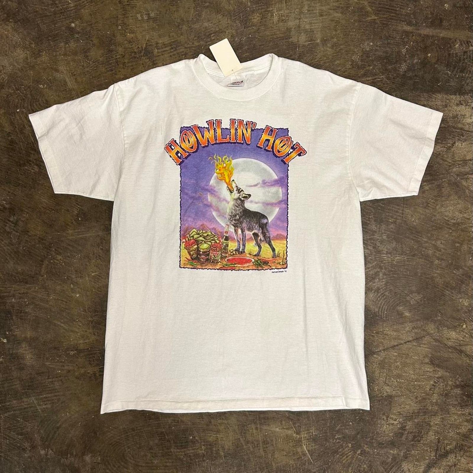 Anvil VTG 90s Howlin' Hot sauce Wolf tee Size US XL / EU 56 / 4 - 1 Thumbnail
