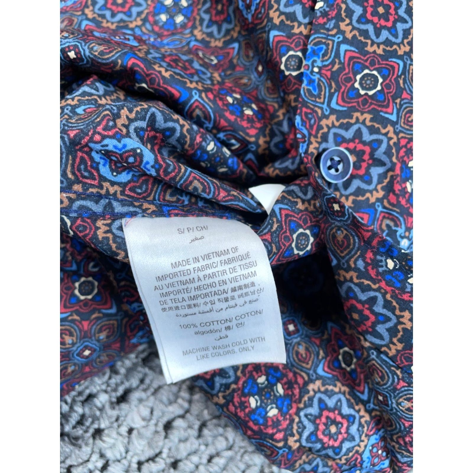 Tasso Elba Tasso Elba Geometric Pattern Shirt Adult Small Red Blue Hippie Cutaway Collar Size US S / EU 44-46 / 1 - 5 Thumbnail