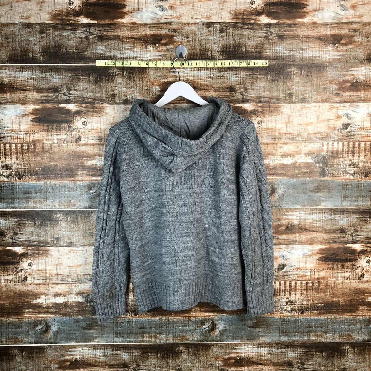 Japanese Brand Wave Zone Grey Cardigan Hoodie Knitwear #A1694 Size M / US 6-8 / IT 42-44 - 13 Thumbnail