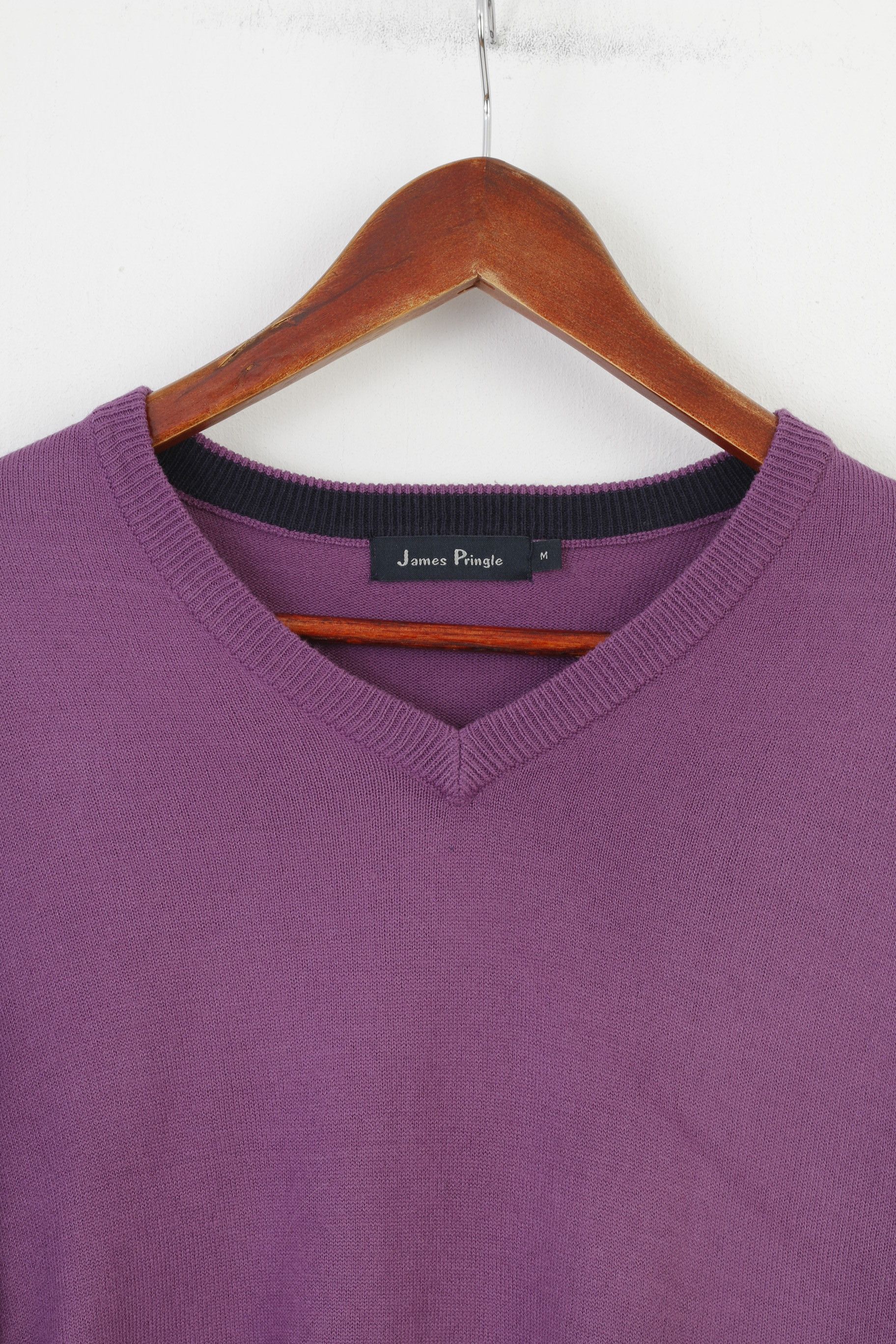 Vintage James Pringle Men M Jumper V Neck Purple 10519 Size US M / EU 48-50 / 2 - 3 Thumbnail