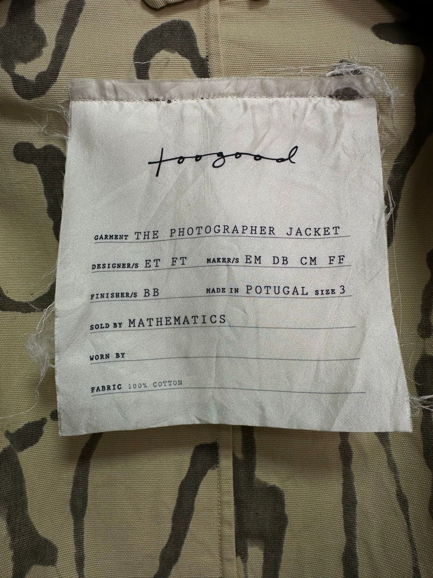 Other toogood 21aw THE PHOTOGRAPHER JACKET hand-painted 14/24 3 Size US L / EU 52-54 / 3 - 7 Thumbnail