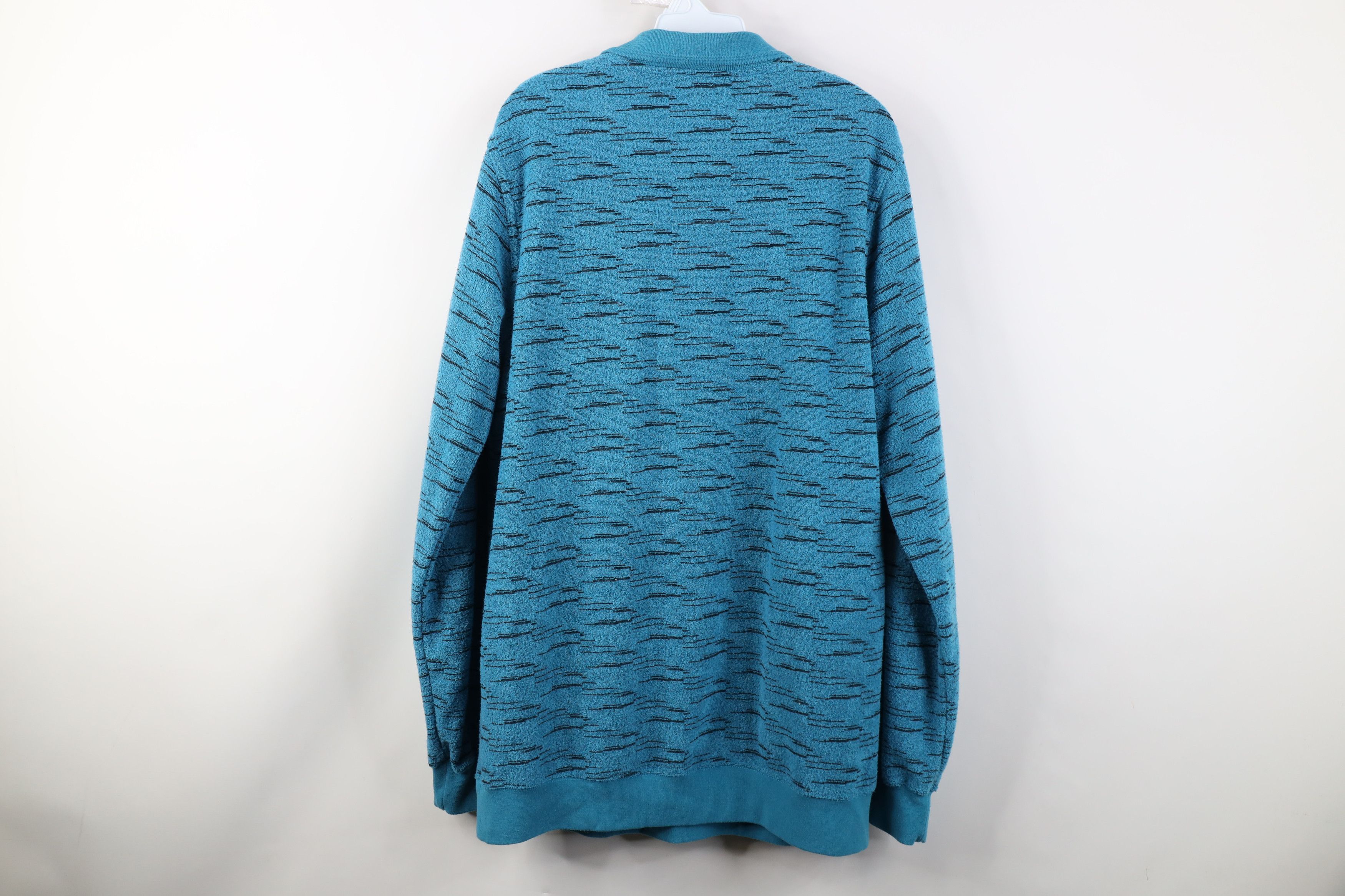 Vintage Vintage 90s Streetwear Fleck Fleece Collared Sweatshirt Blue Size US XL / EU 56 / 4 - 9 Thumbnail