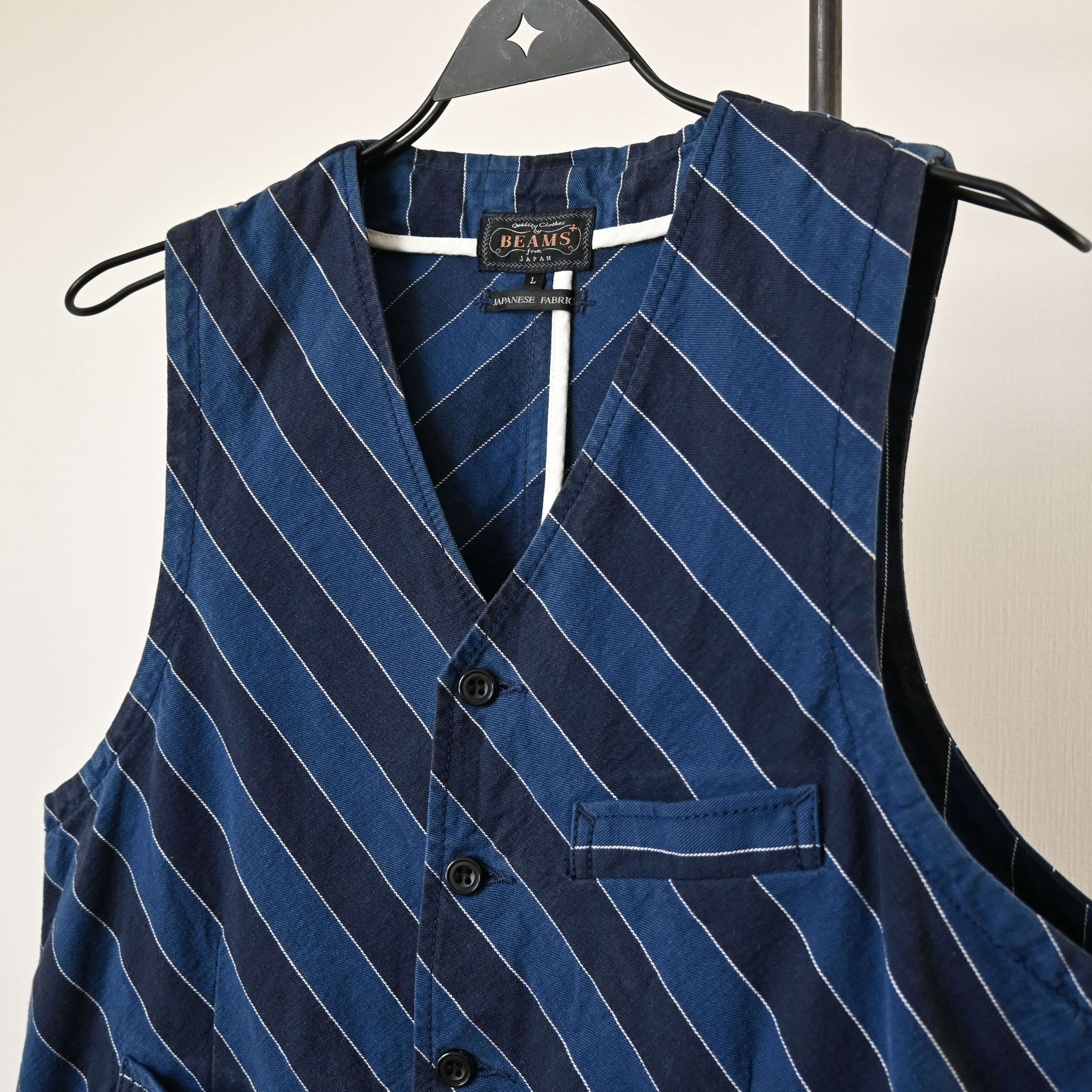 Beams Plus BEAMS Plus regimental striped denim gilet type work vest Size US M / EU 48-50 / 2 - 8 Thumbnail