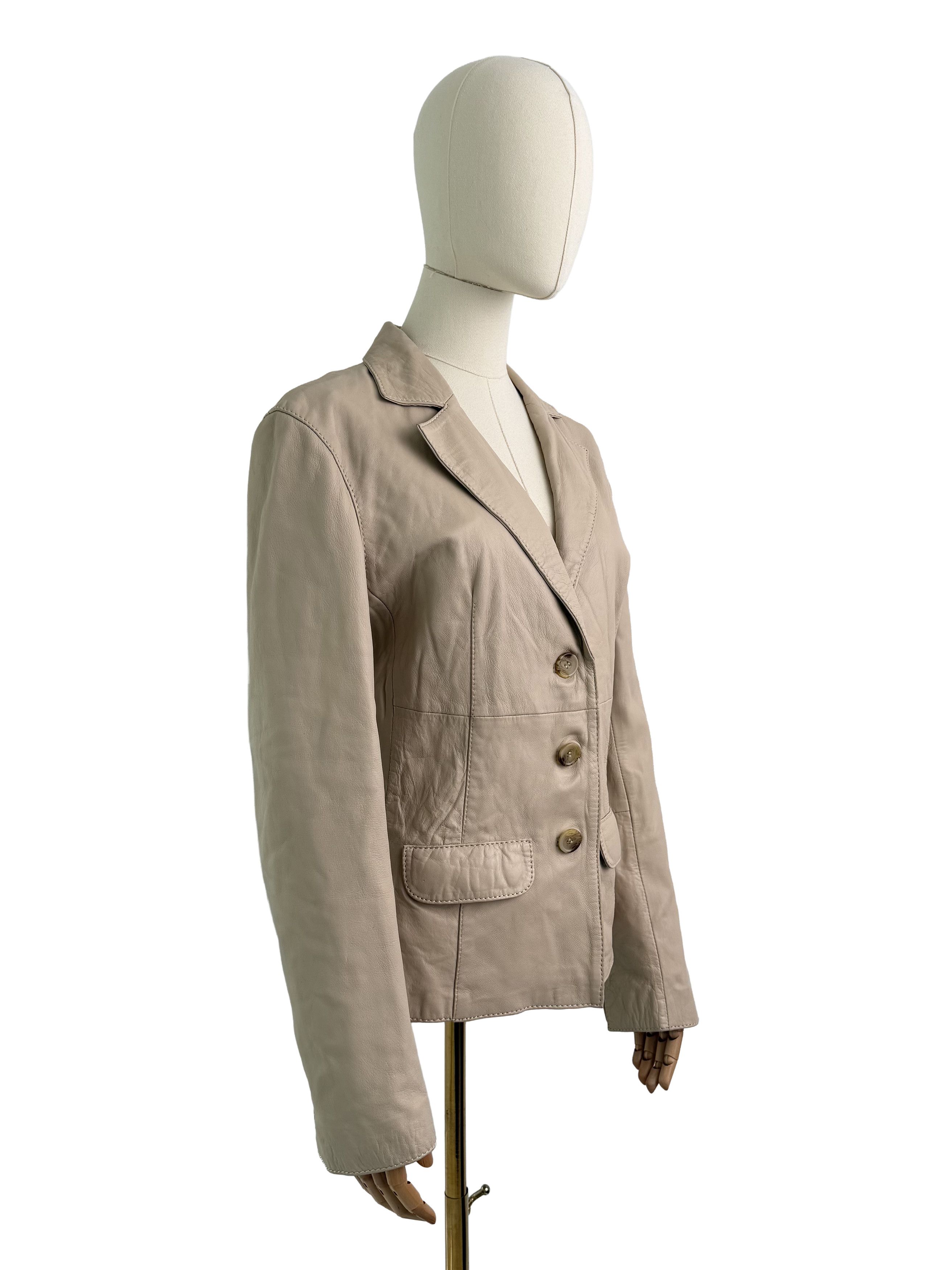 Vintage Vintage Leather Blazer Jacket Button Front Tailored Classic Size S / US 4 / IT 40 - 2 Thumbnail