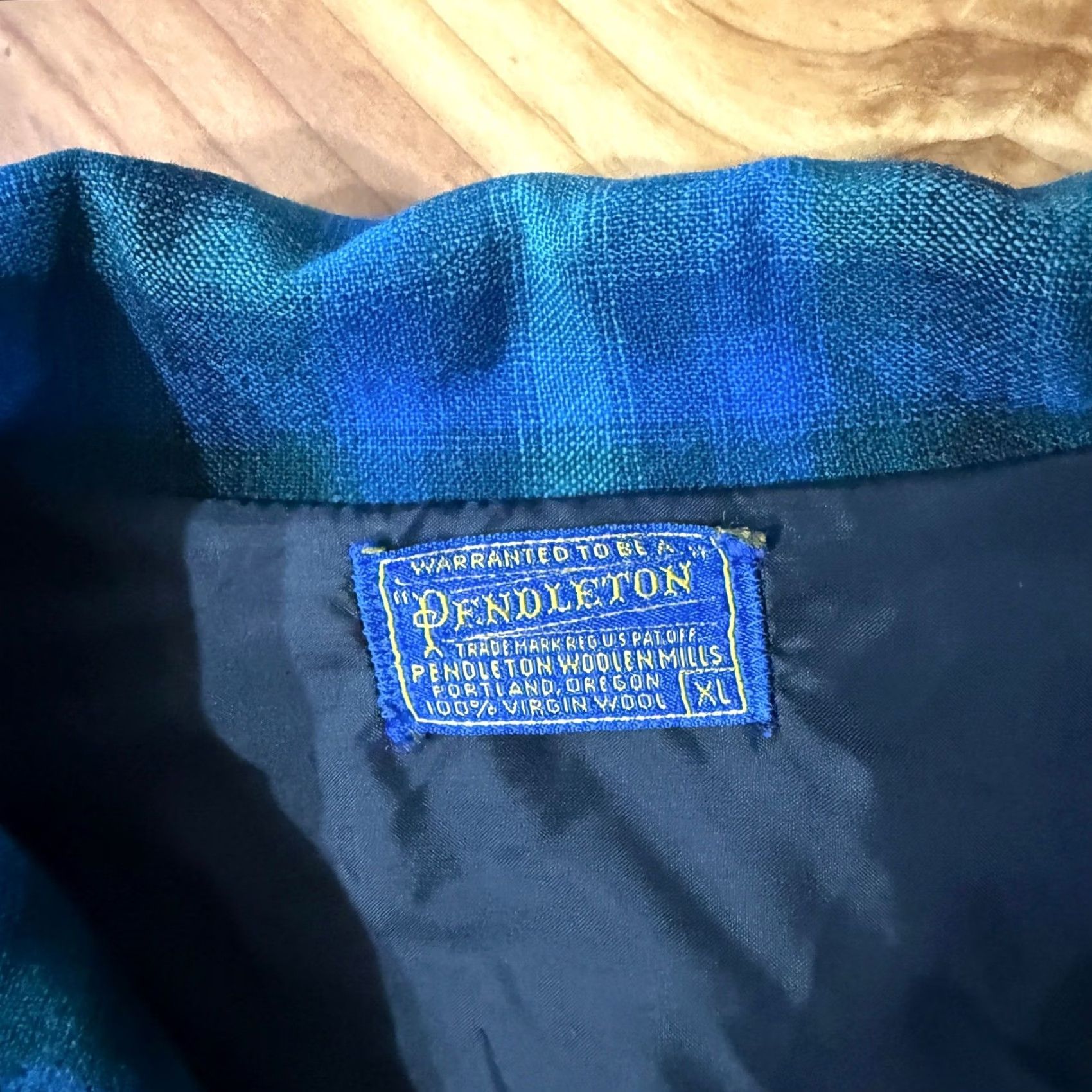 Pendleton VINTAGE Pendleton Jacket XL Blue 60s Wool Button Chore Coat Car Blazer Plaid OO24 Size 46R - 3 Thumbnail