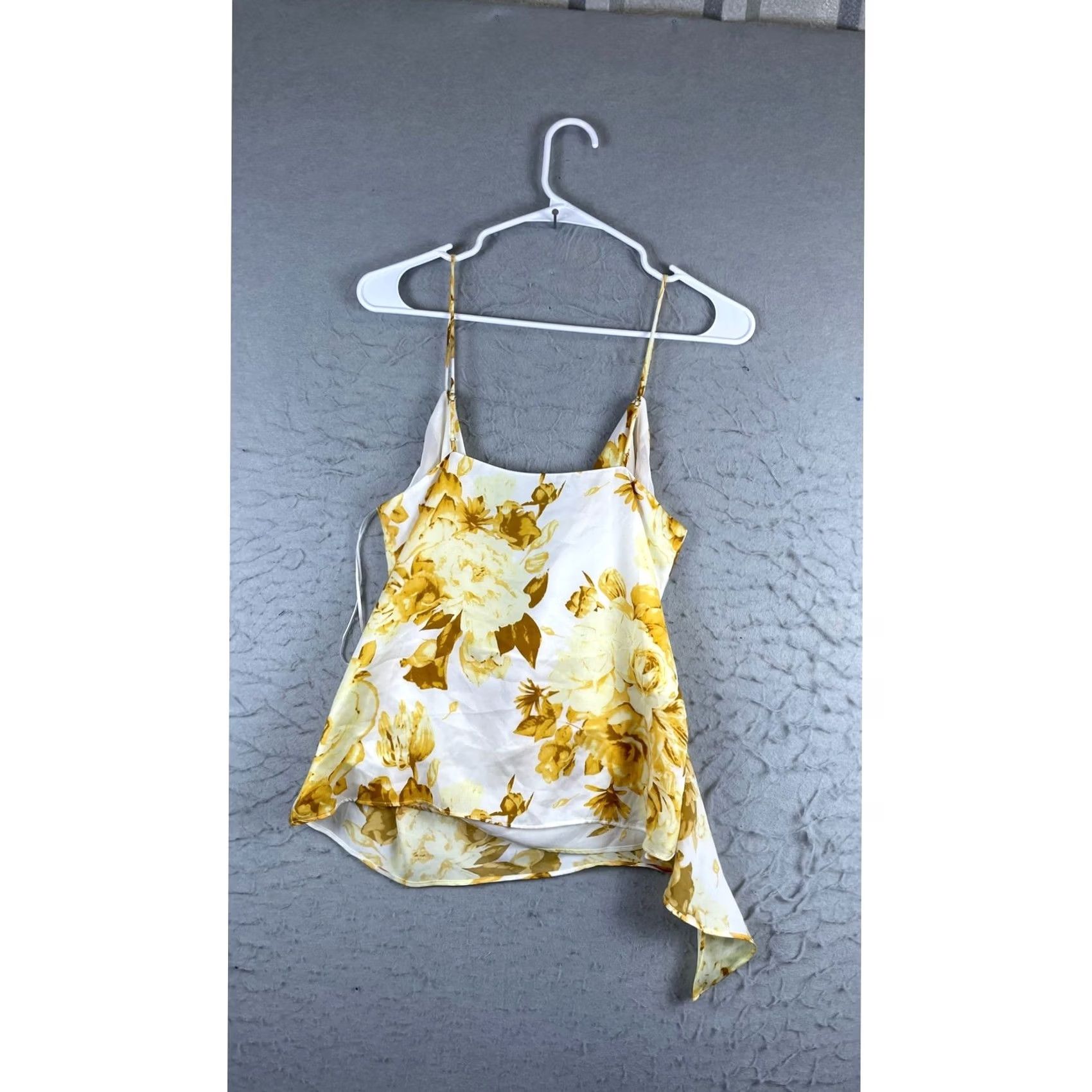 Express Express Floral Camisole Womens Small Yellow New Cowl Neck Asymmetrical Wrap Top Size S / US 4 / IT 40 - 3 Thumbnail