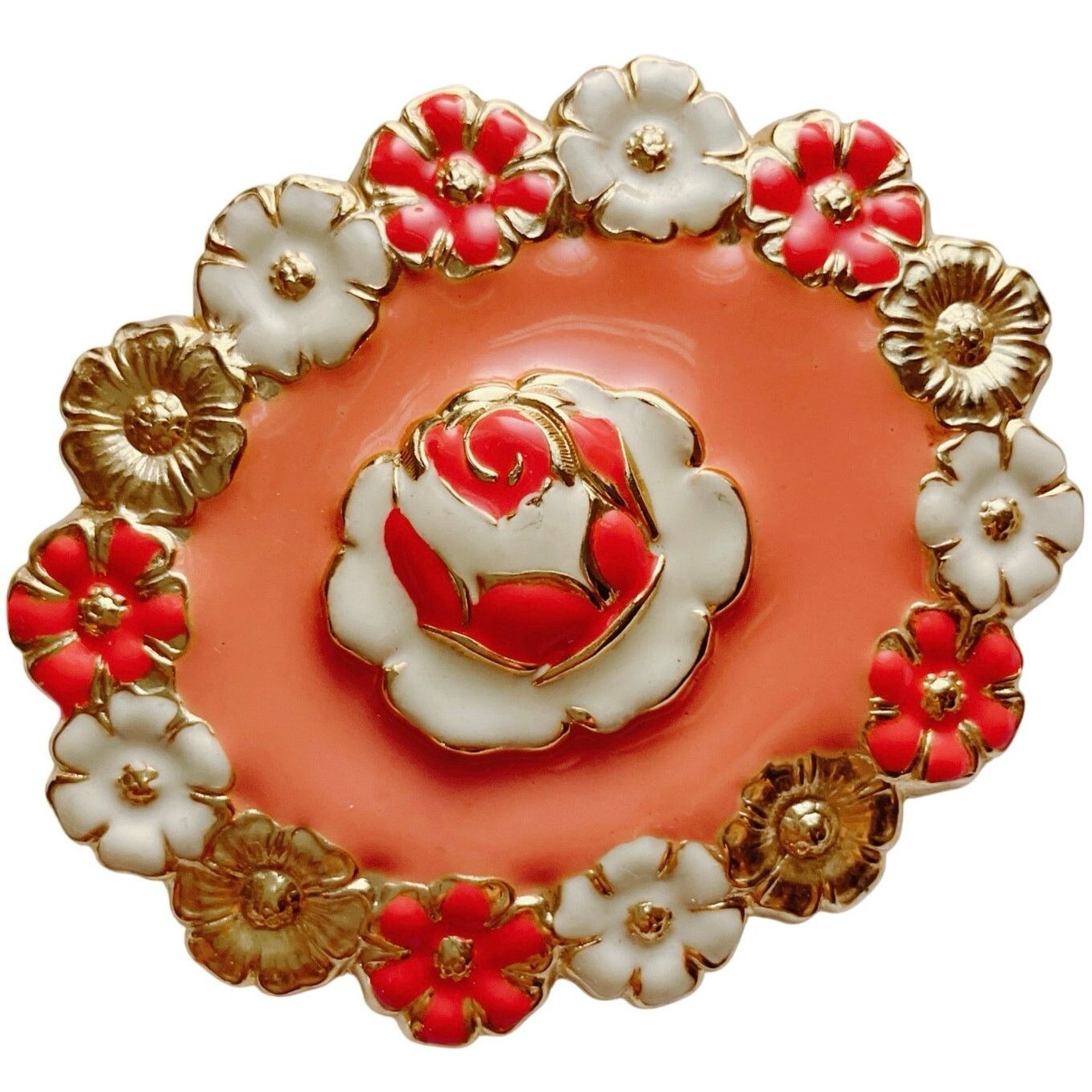 Vintage Vintage Enamel Floral Brooch Bold Dimensional Costume Pin Size ONE SIZE - 1 Thumbnail