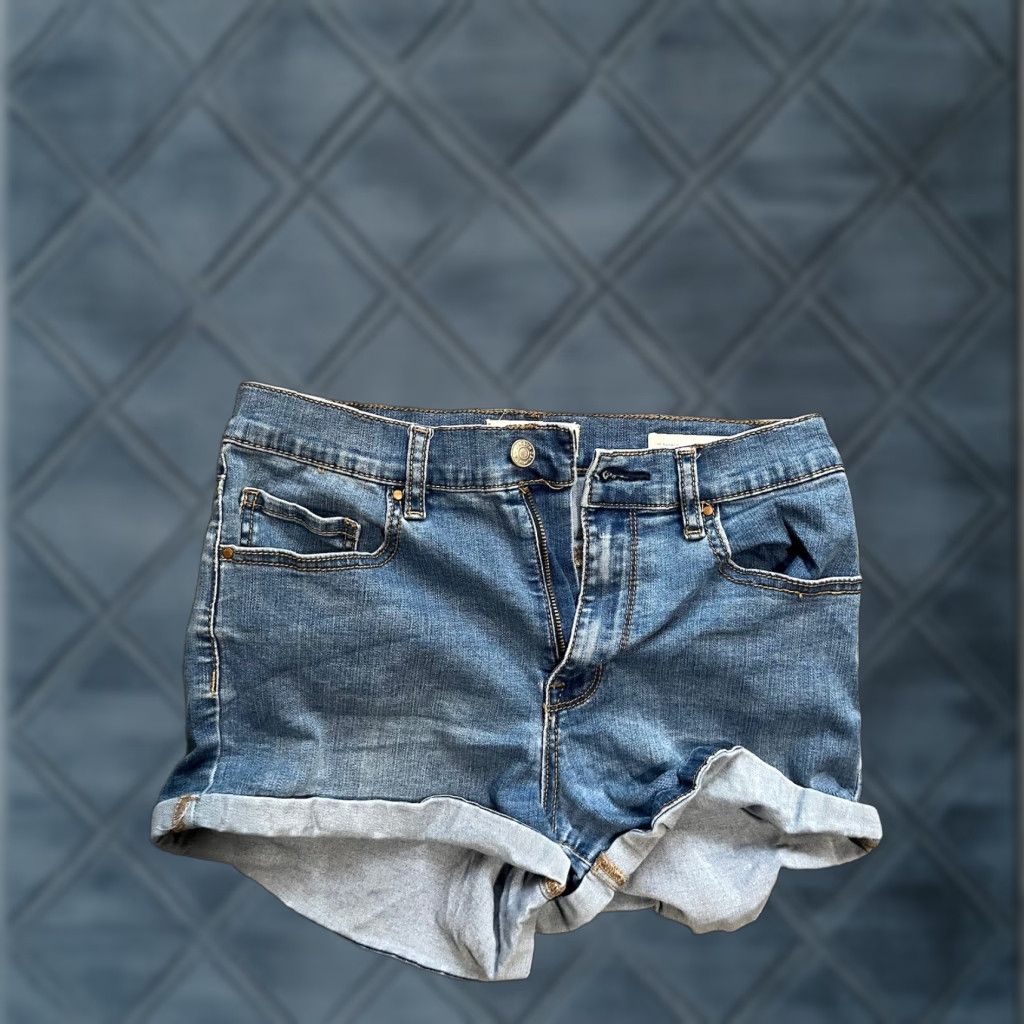 Pacsun VINTAGE PacSun Shorts Womens 29 Blue Jean Denim Chino Distressed Super Stretch Shortie Size 29" - 1 Thumbnail