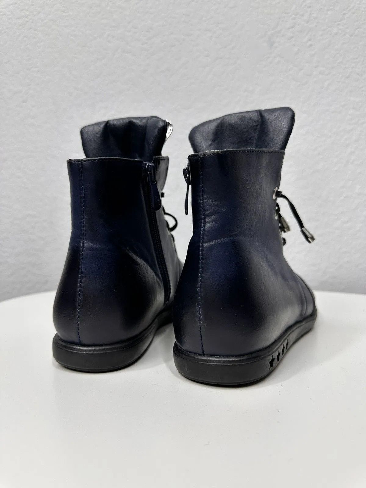 If Six Was Nine Blue leather femme ankle boots big metal panther logo Size US 8 / IT 38 - 9 Thumbnail