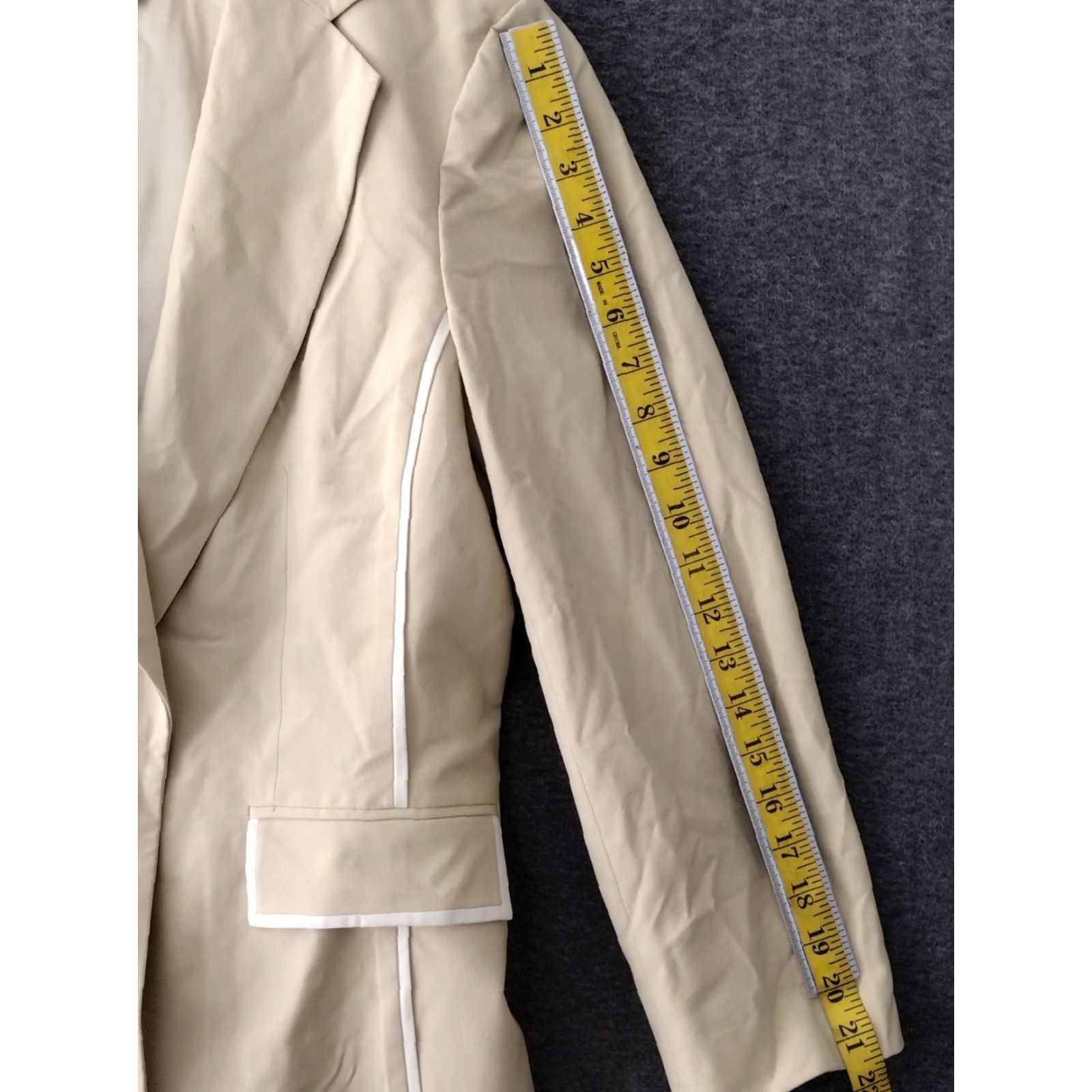 Vintage TESORI Women's Blazer One-Button Western Style Size 8 Beige White Trimmed Shirt Jacket? Size M / US 6-8 / IT 42-44 - 5 Thumbnail