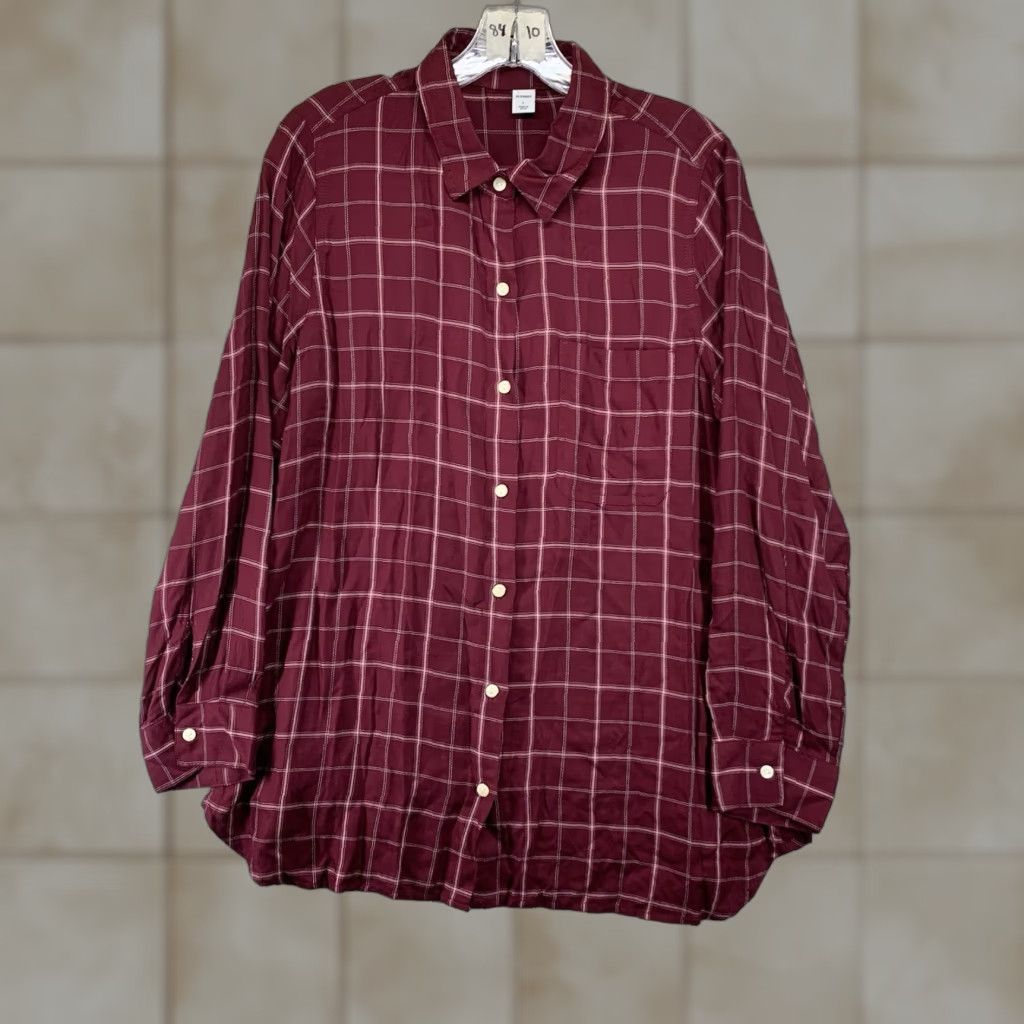 Old Navy Vintage Old Navy Womens Rayon Plaid Button-Up Shirt Large Casual Long Sleeve Collared Red Size L / US 10 / IT 46 - 1 Thumbnail