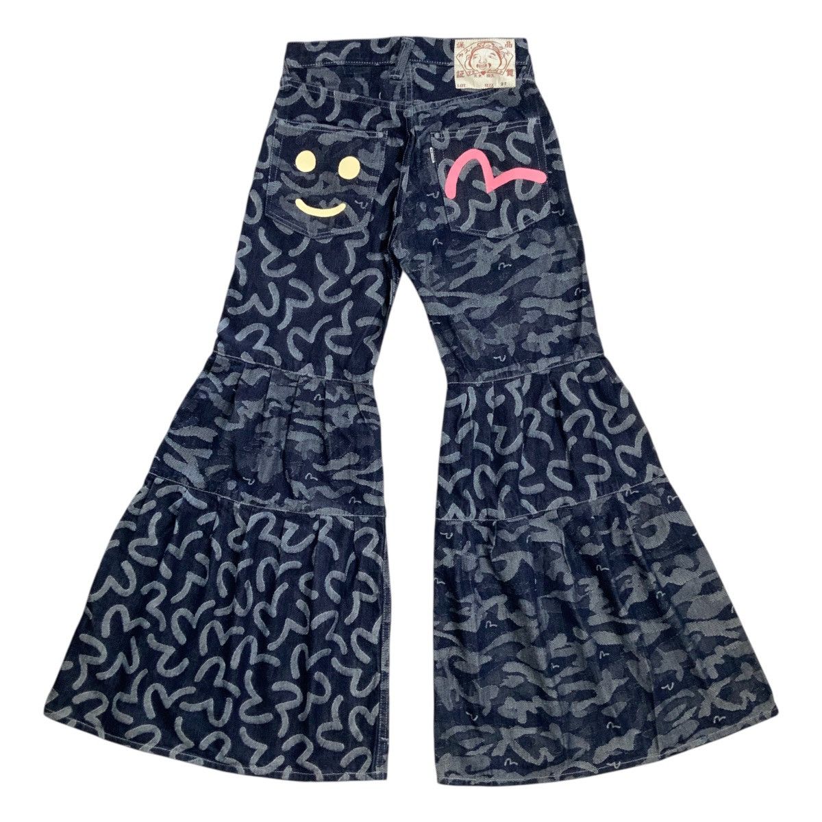 Evisu × Japanese Brand SUPER RARE EVISU JACQUARD SEAGULL DENIM FLARE JEANS Size 27" / US 4 / IT 40 - 1 Thumbnail
