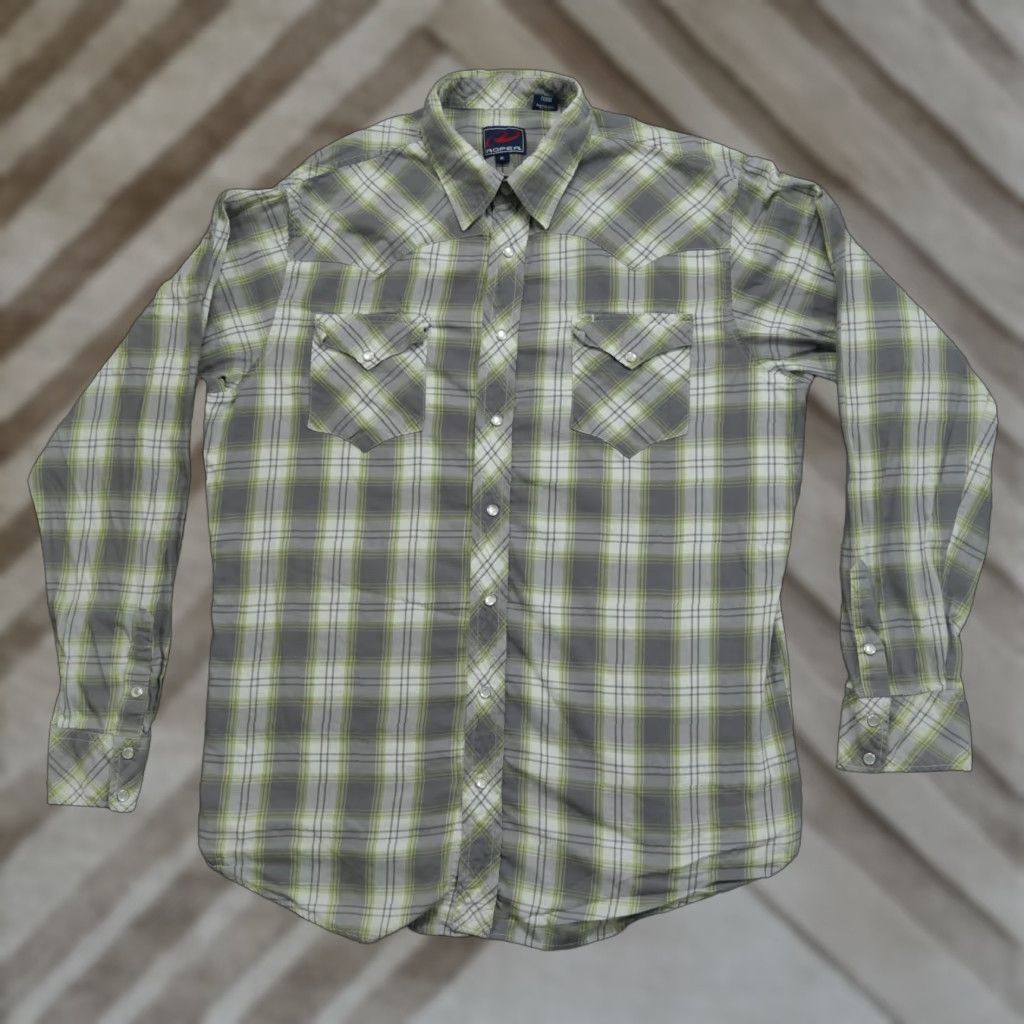 Roper VINTAGE Roper Shirt Mens XL Grey Green Plaid Pearl Snap Long Sleeve Western Country Size US XL / EU 56 / 4 - 1 Thumbnail