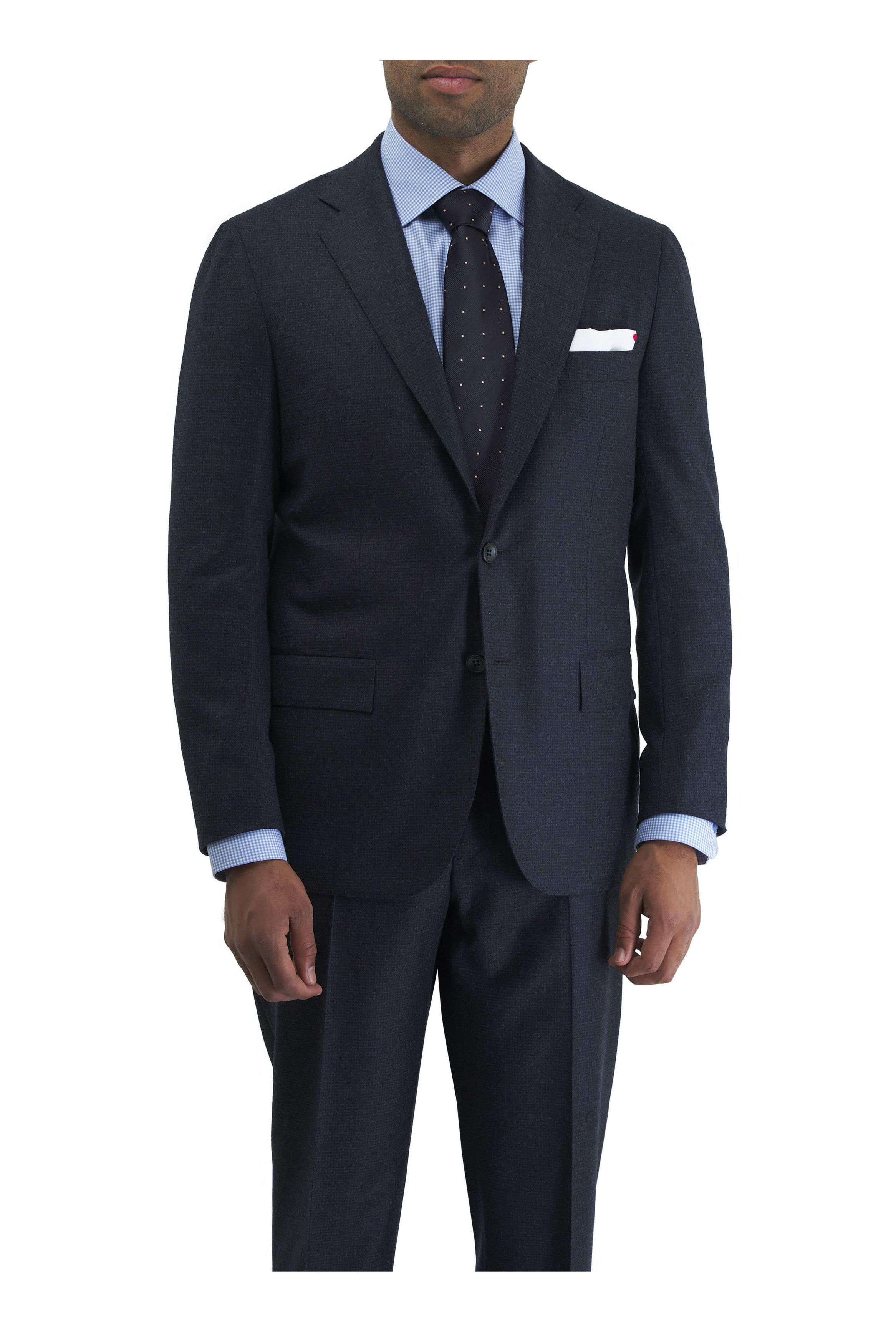 Kiton o1mtch0225 Mix Tonal Houndstooth Suit in Navy Size 40R - 4 Thumbnail
