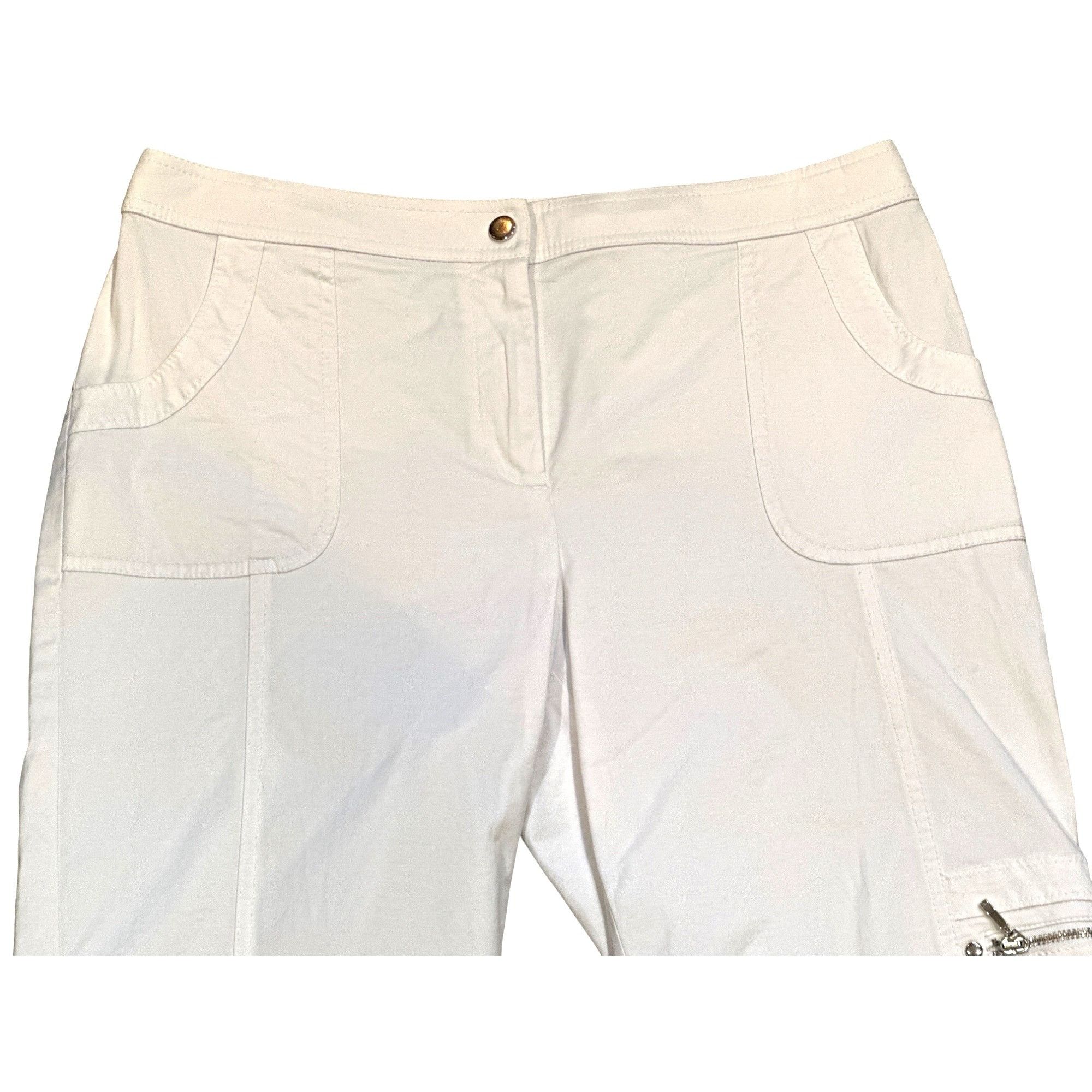 Chicos Chicos Zenergy White Cotton Capri Pants Drawstring Hem Side Size 33" - 12 Thumbnail