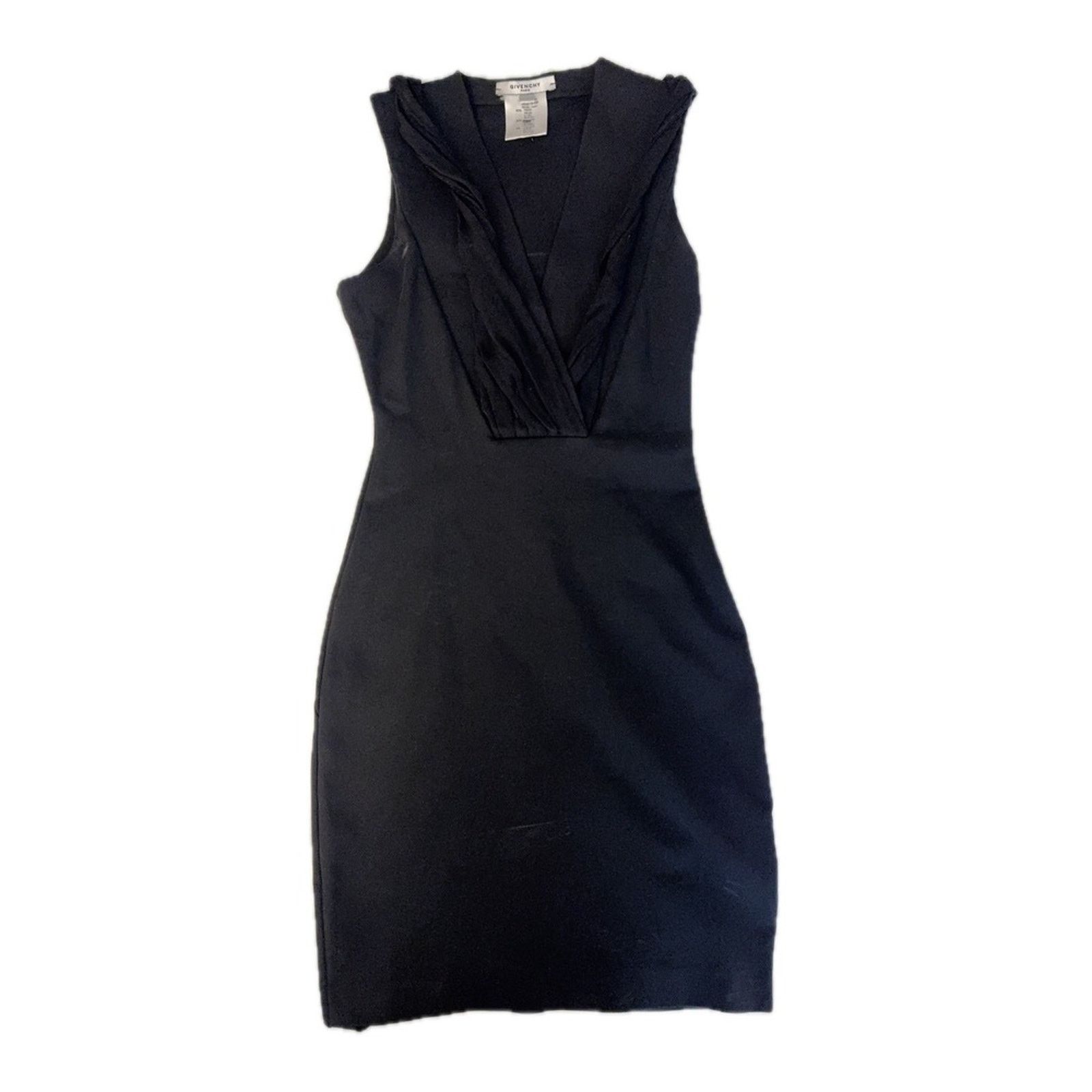 Givenchy Paris Black Draped Sleeveless Dress