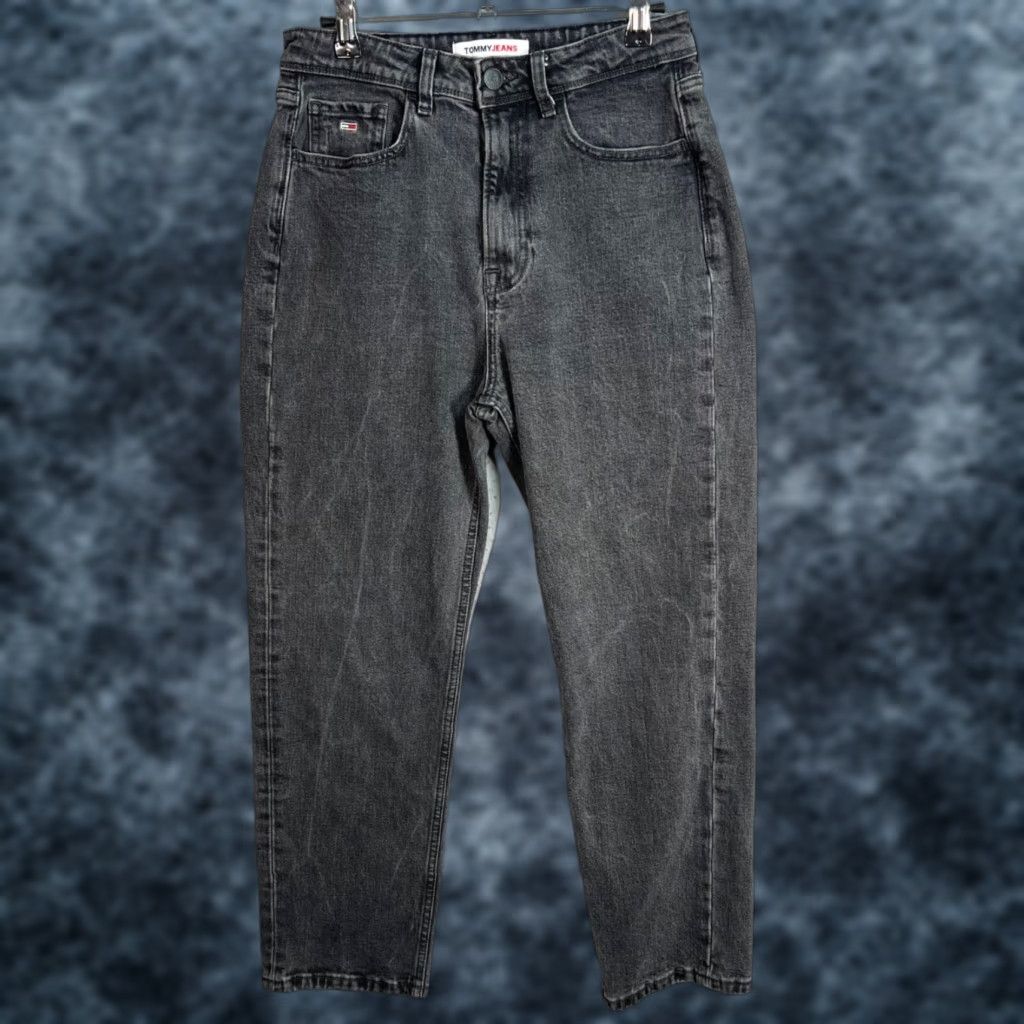 Tommy Hilfiger Tommy Jeans Womens Black Denim Jeans Size 27 x 30 Straight High Rise 5-Pocket Logo Vintage: No Size 27" / US 4 / IT 40 - 1 Thumbnail