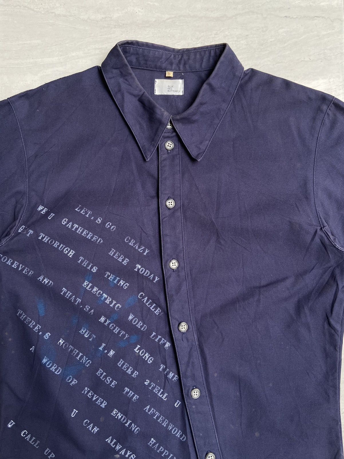 Blue Blue Japan BLUE RED BUTTERFLY Asymetrical Navy Shirt Size US S / EU 44-46 / 1 - 8 Thumbnail