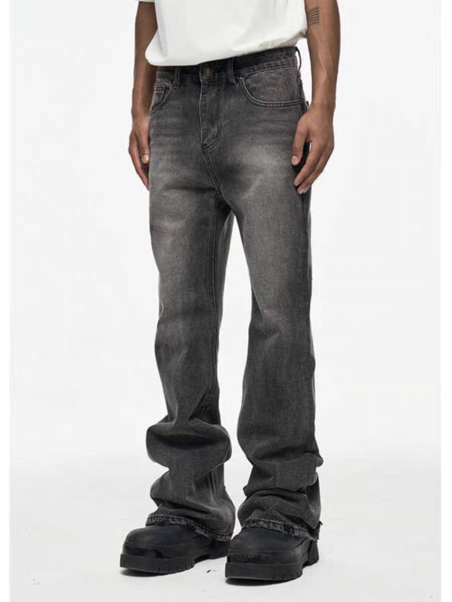 image of High Street Vintage Style Washed Bootcut Jeans in Washed Black, Men's (Size 30)