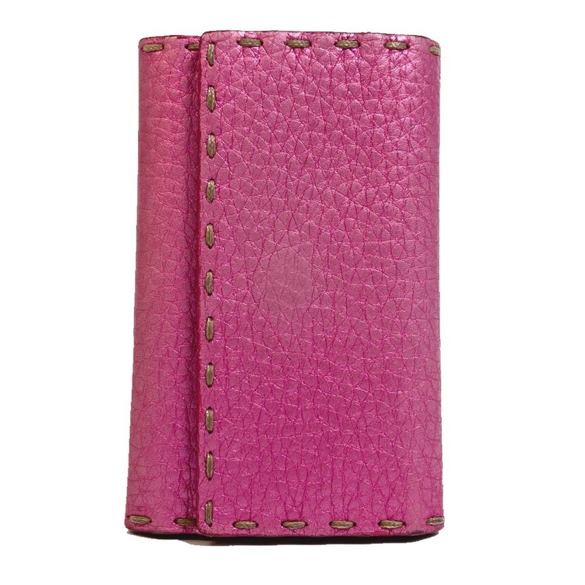 Fendi FENDI Selleria Key Ring Case in Metallic Pink Leather for Men Size ONE SIZE - 1 Thumbnail