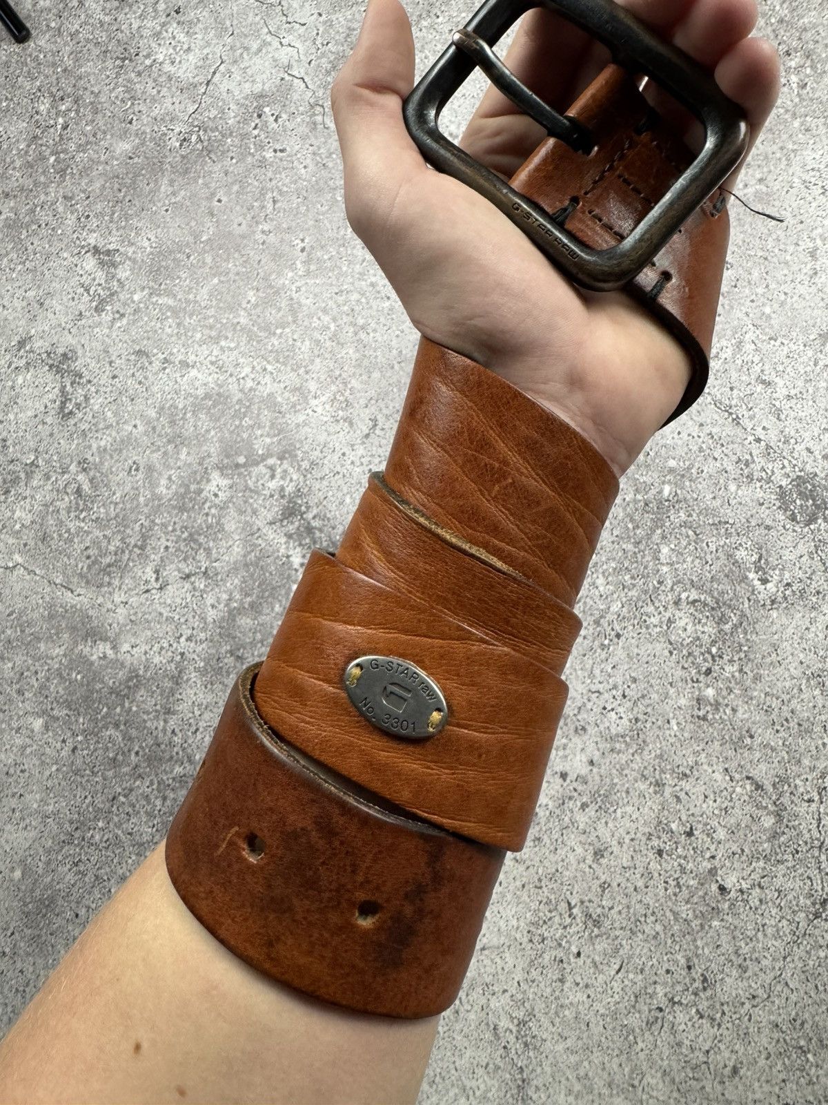 G-Star Vintage G Star Japanesse Leather Belt Very Rare Brown Gold Size ONE SIZE - 7 Thumbnail