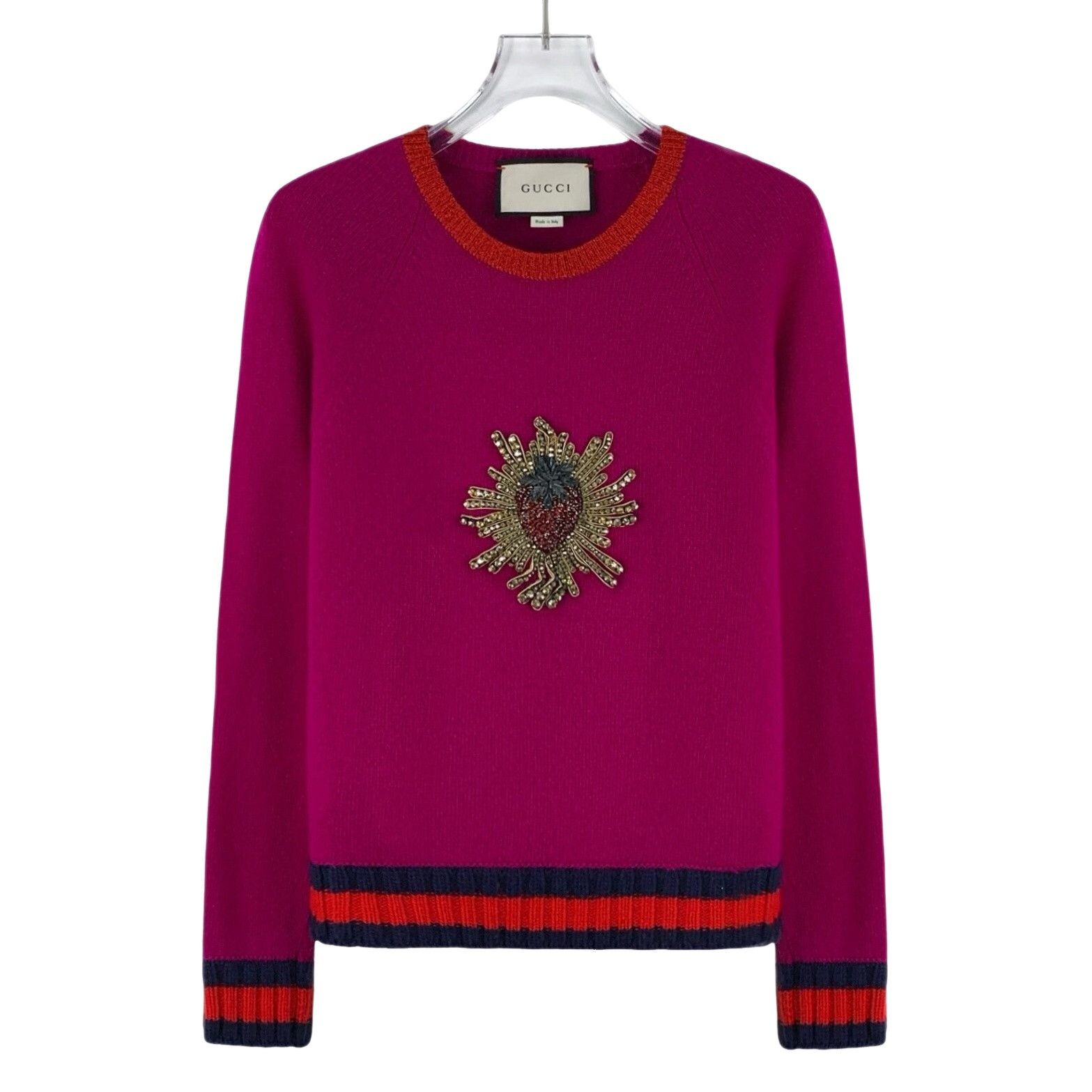 Gucci Gucci Strawberry Embellished Wool Sweater S Size S / US 4 / IT 40 - 1 Thumbnail
