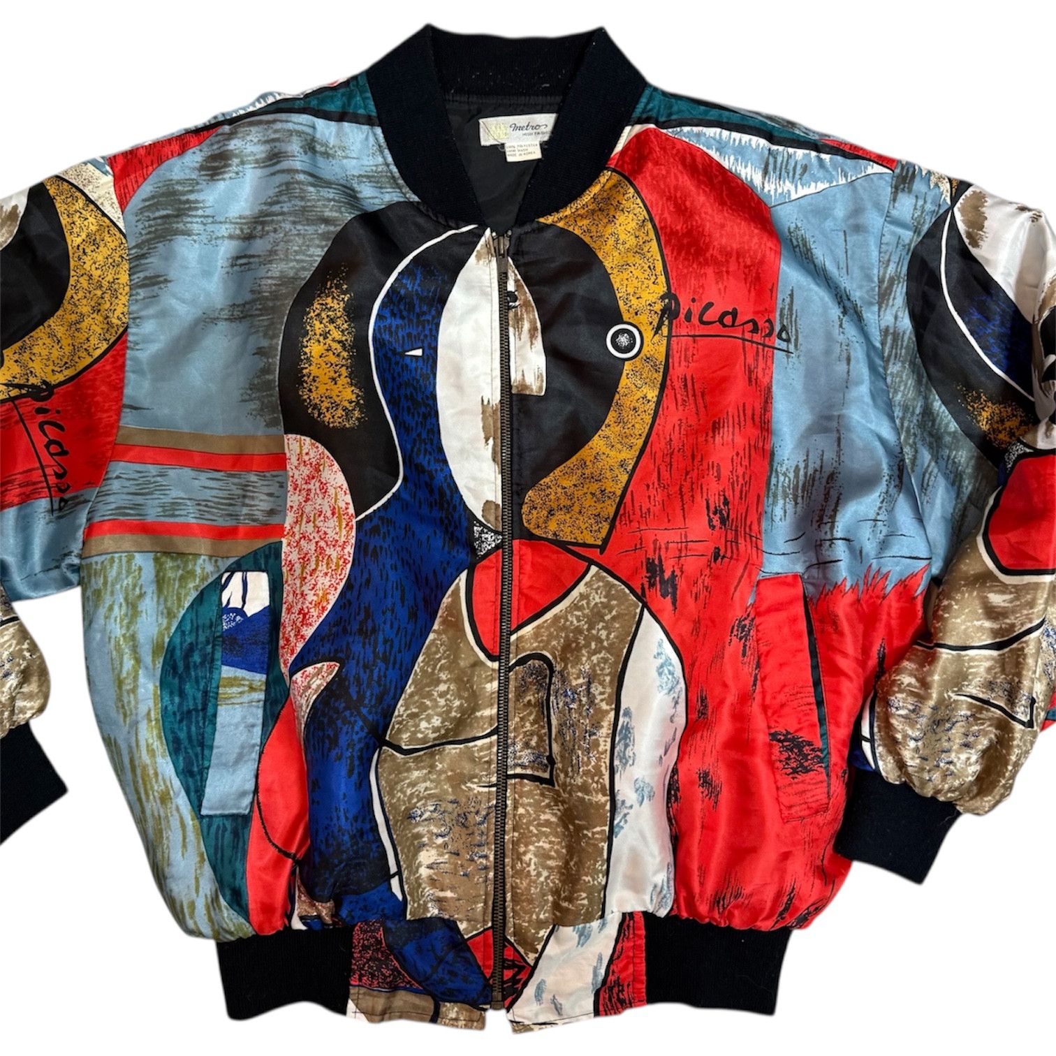 Vintage Vintage 80s Picasso Art Print Lightweight Bomber Jacket Size US L / EU 52-54 / 3 - 1 Thumbnail