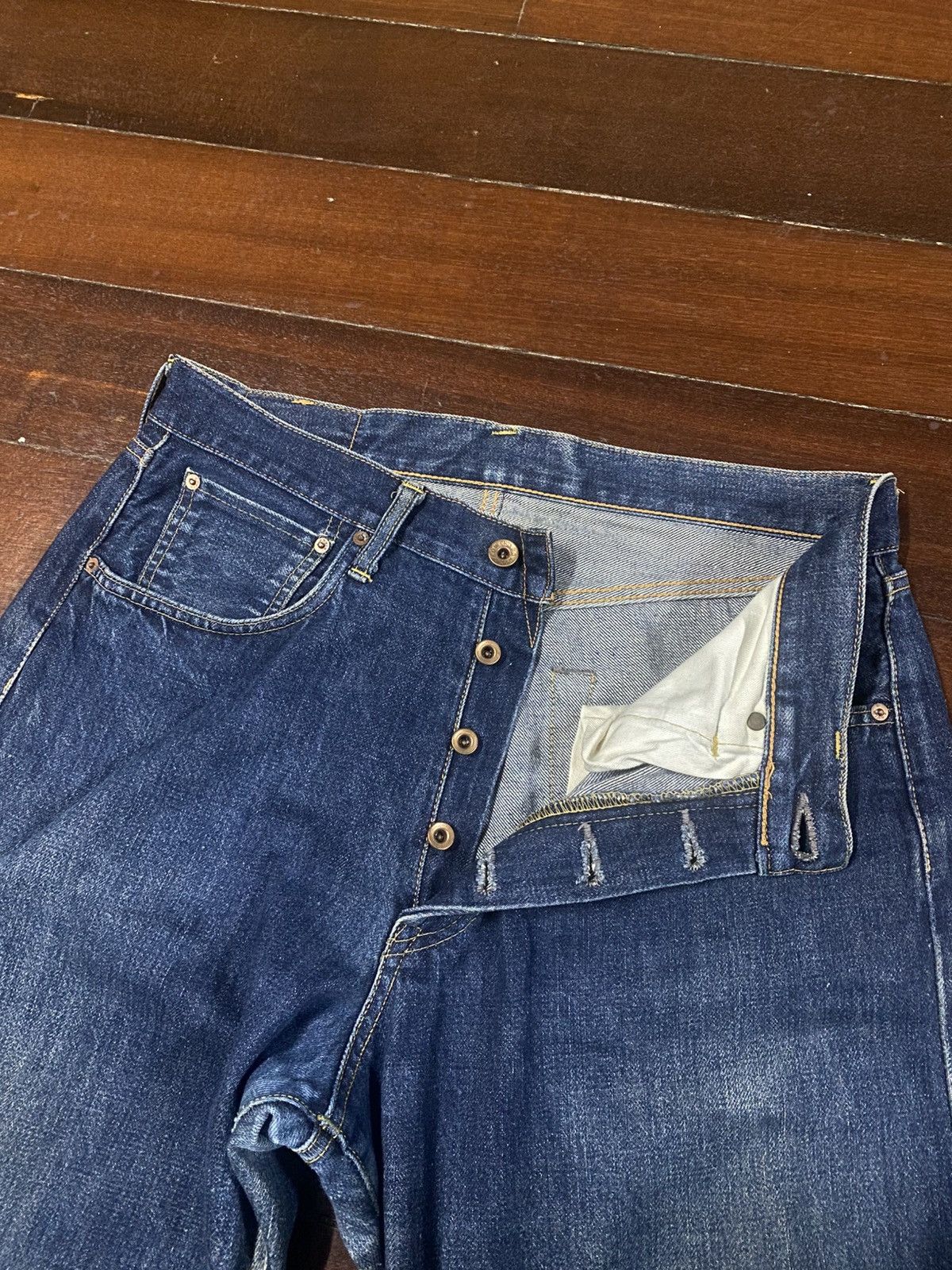 Edwin Vintage 90s Edwin 505 Selvedge Straight Jeans rusty mud wash Size US 35 - 19 Thumbnail