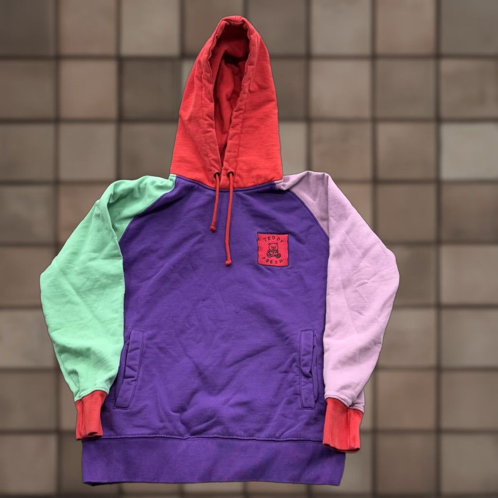 Teddy Fresh Teddy Fresh Hoodie Mens S Colorblock Pullover Geometric Cotton Purple Red Mint Green Lavender Hooded Pocket Geometric Size US S / EU 44-46 / 1 - 1 Thumbnail