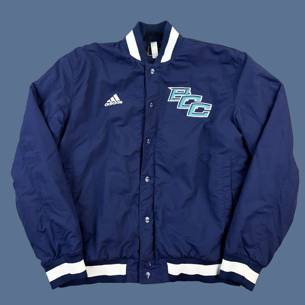 Adidas Adidas Base Coach Jacket Mens M Blue Snap Button Baseball Bomber Logo Jacket Size US M / EU 48-50 / 2 - 1 Thumbnail