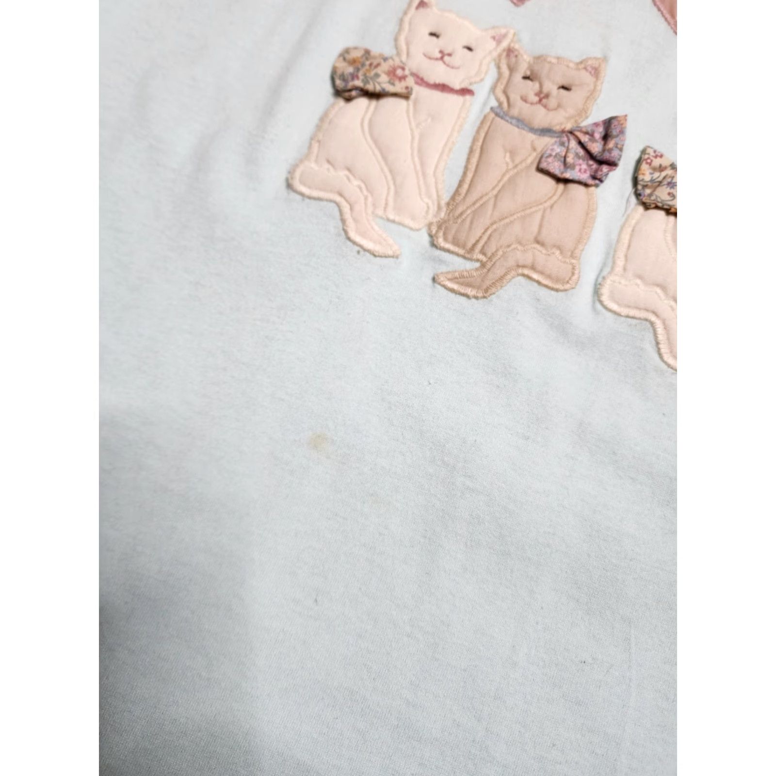 Vintage VINTAGE Valories Kitten Hearts T-Shirt Cottage Core 1990s Blue Adult Large Cotton Blend Mens Size L / US 10 / IT 46 - 6 Thumbnail