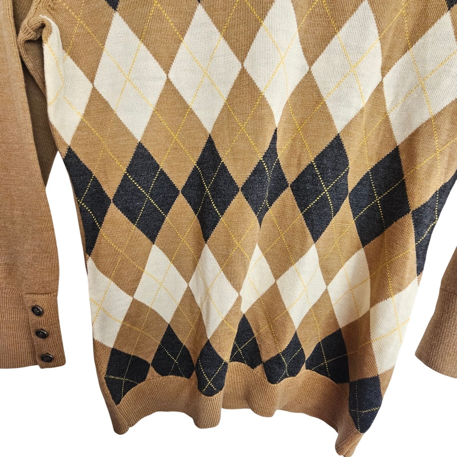 J.Crew J. Crew Womens Argyle Diamond Merino Wool Crew Neck Sweater Size M / US 6-8 / IT 42-44 - 3 Thumbnail