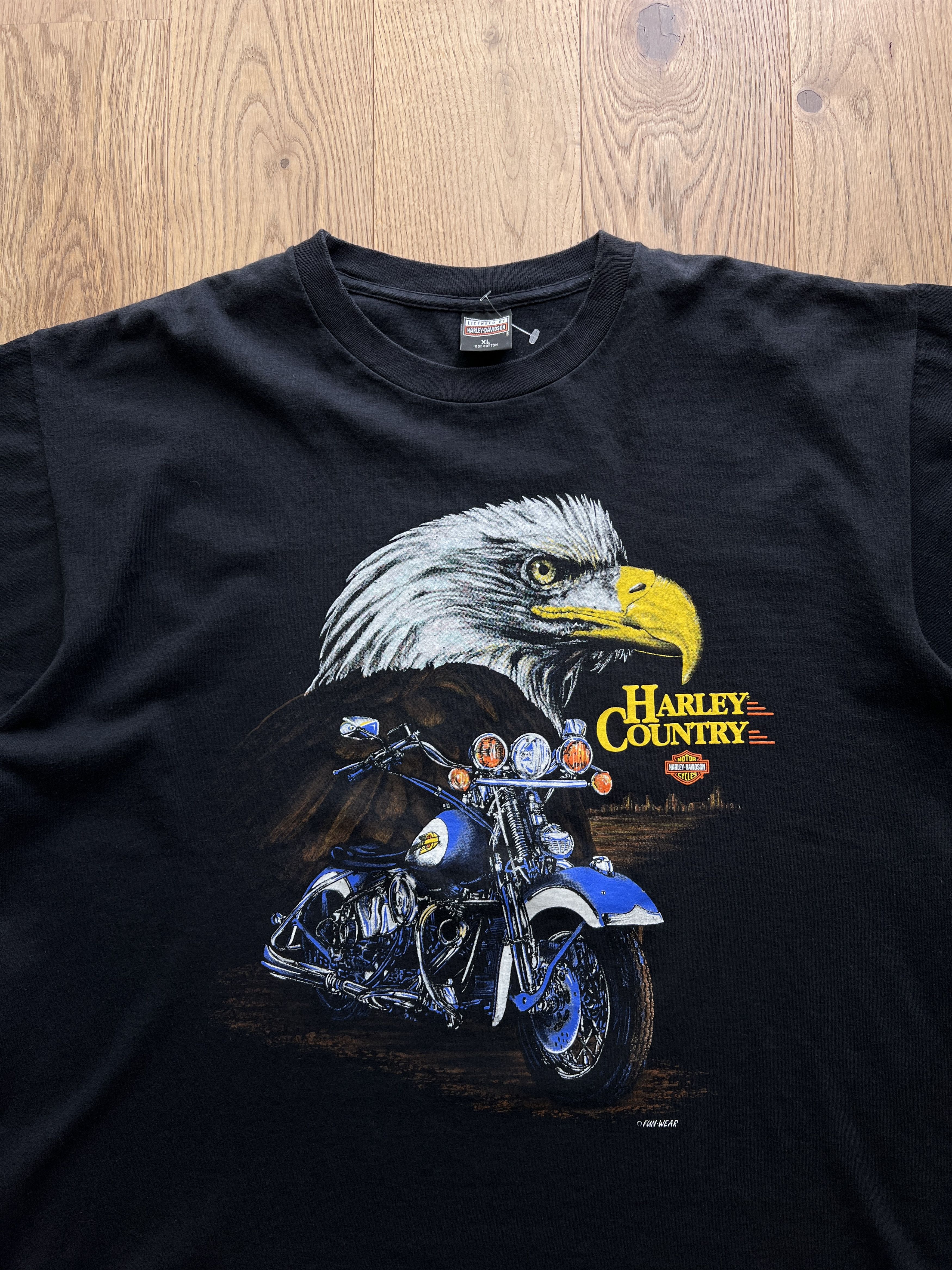 Harley Davidson Rare! HD 1990s USA Fun wear eagle t shirt single stitch tee Size US XL / EU 56 / 4 - 17 Thumbnail
