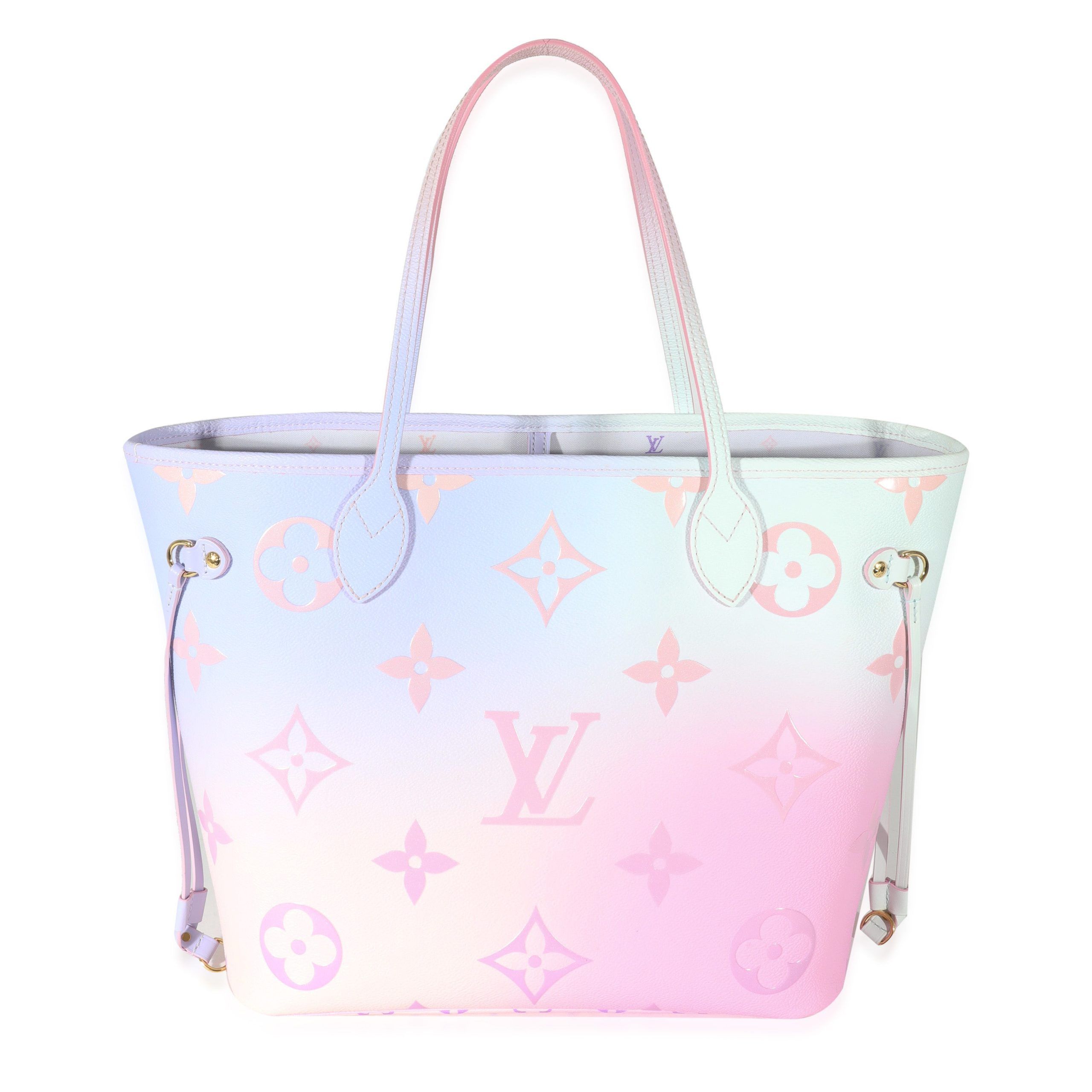 image of Louis Vuitton Giant Monogram Canvas Sunrise Pastel Spring In The City Neverfull in Pink, Women's