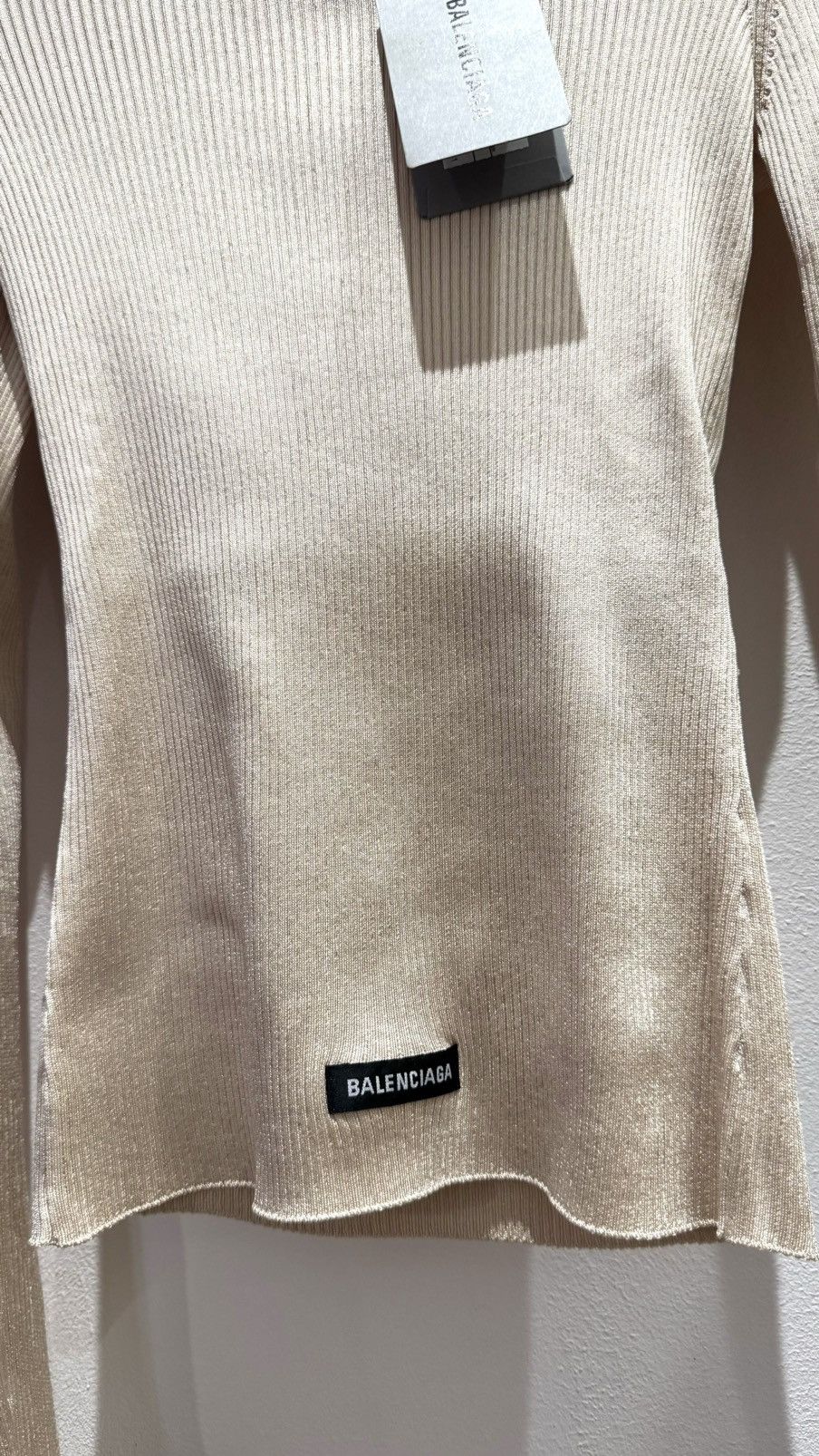 Balenciaga Balenciaga Ribbed Knit Sweater in Beige Size M / US 6-8 / IT 42-44 - 2 Thumbnail