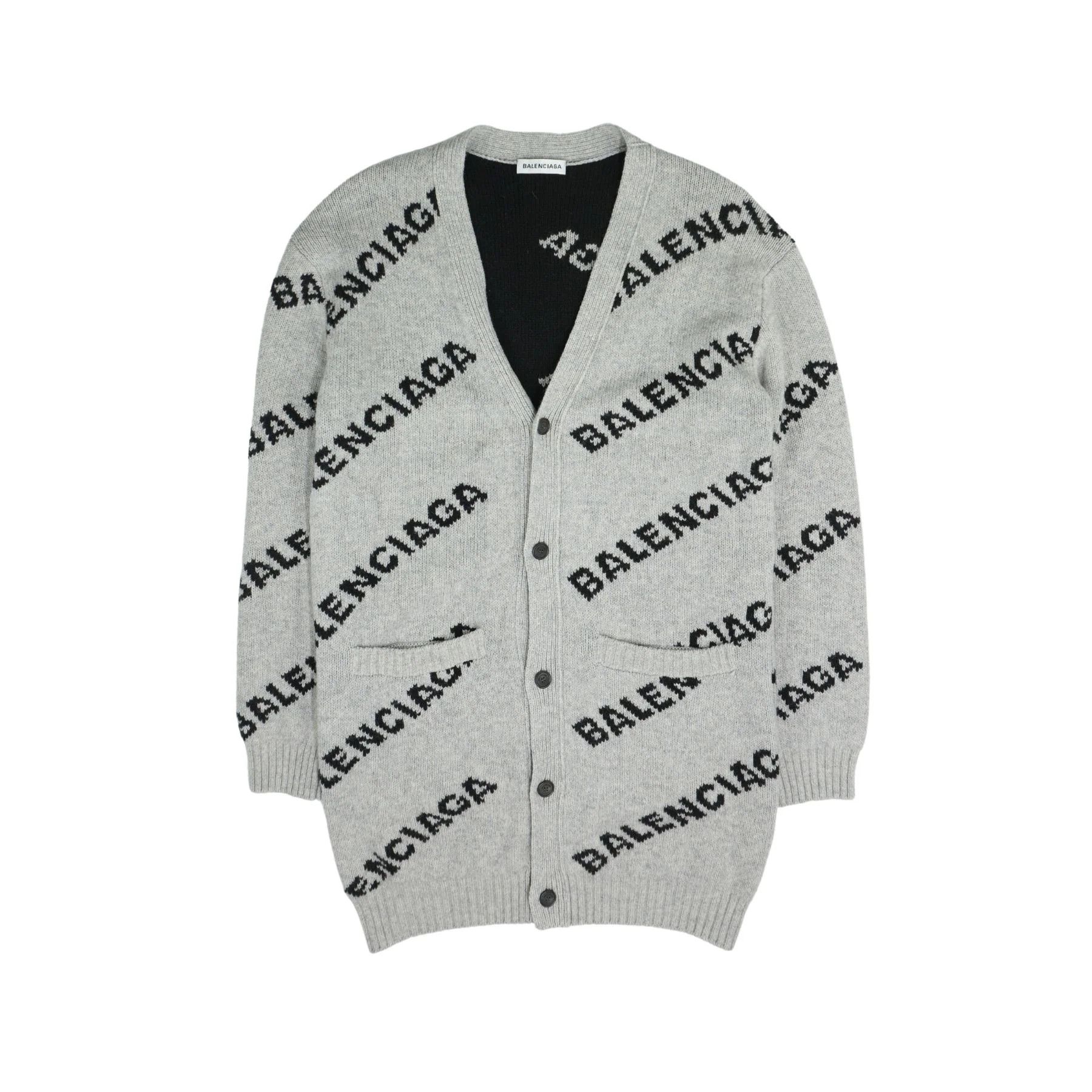 Balenciaga o1la1rc1a1124 Long Sleeve Mirror Cardigan in Grey/Black Size US L / EU 52-54 / 3 - 1 Thumbnail