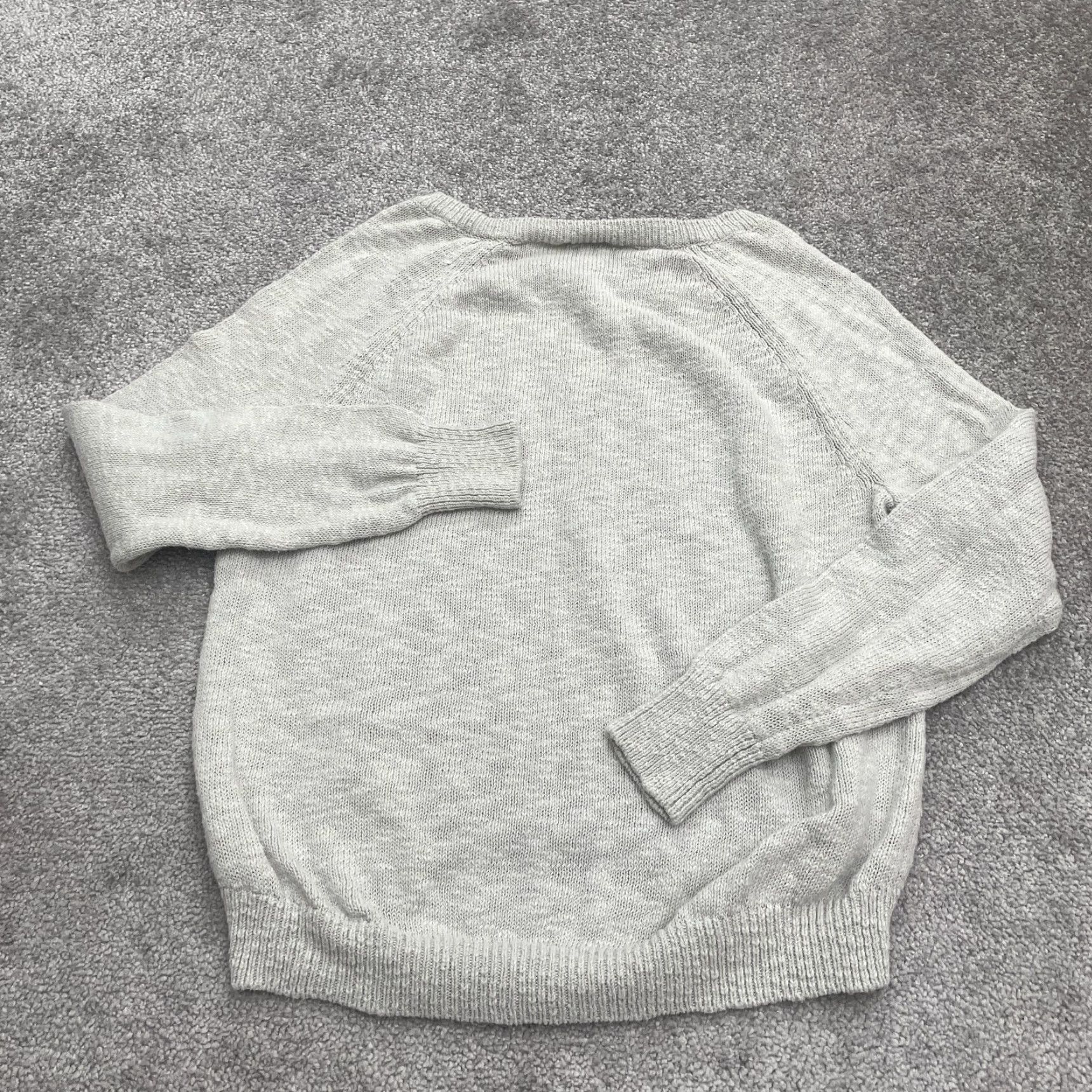 Express Express Pullover Sweater Shirt Womens S Gray Round Neck Raglan 100% Cotton Braid Knit Lightweight Breathable Size S / US 4 / IT 40 - 2 Thumbnail
