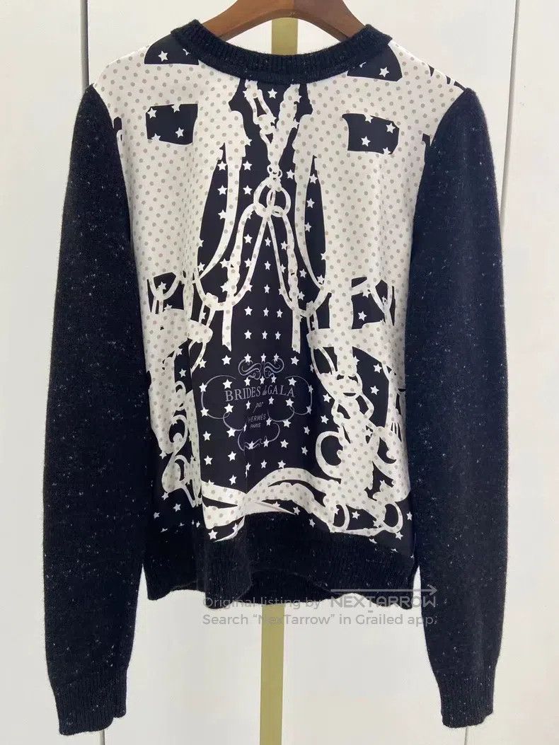 Hermes Hermes Black printed mulberry silk and wool cashmere knit Size XS / US 0-2 / IT 36-38 - 1 Thumbnail