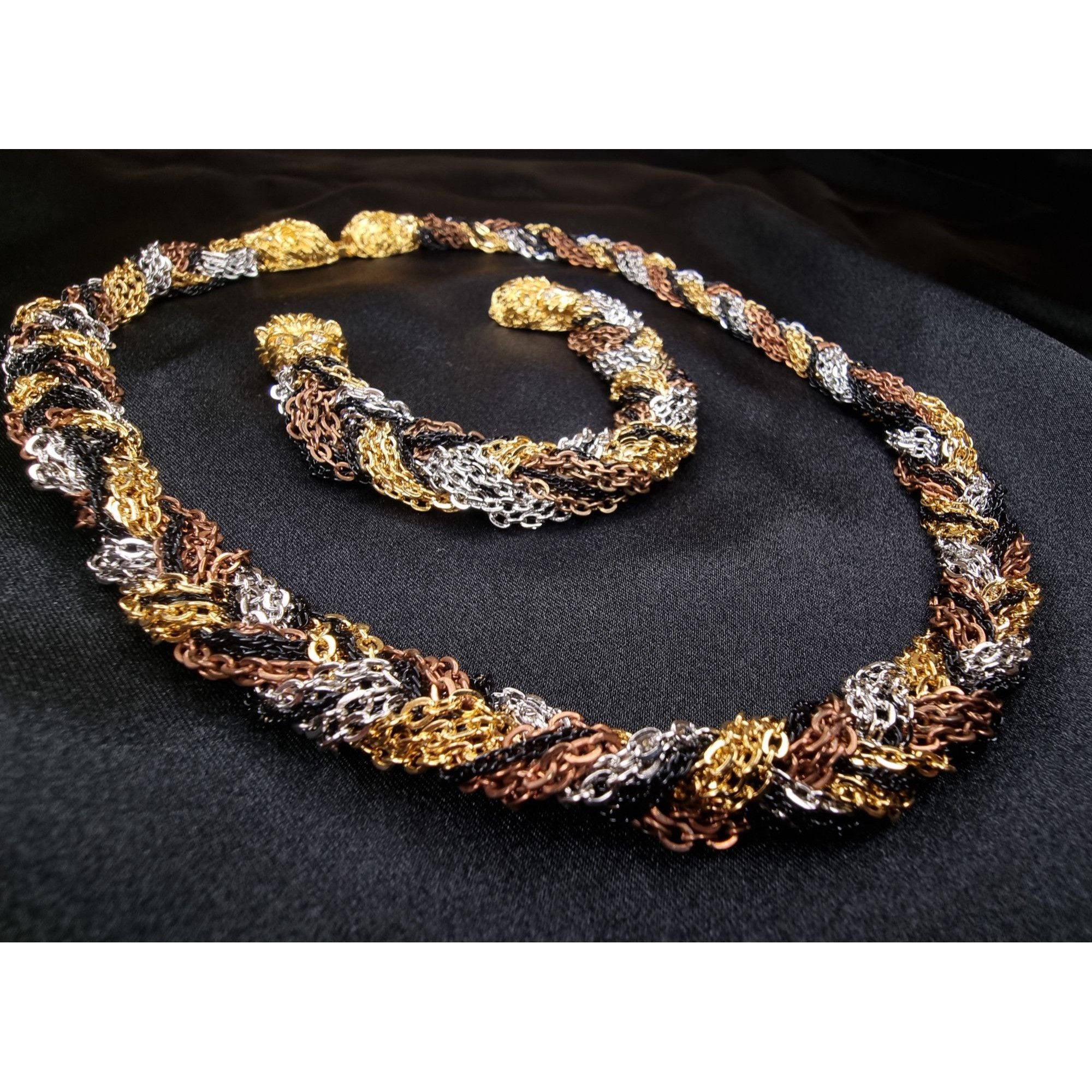 Vintage Vintage Eisenberg Braided Multi-Tone Chain Necklace & Bracel Size ONE SIZE - 2 Thumbnail