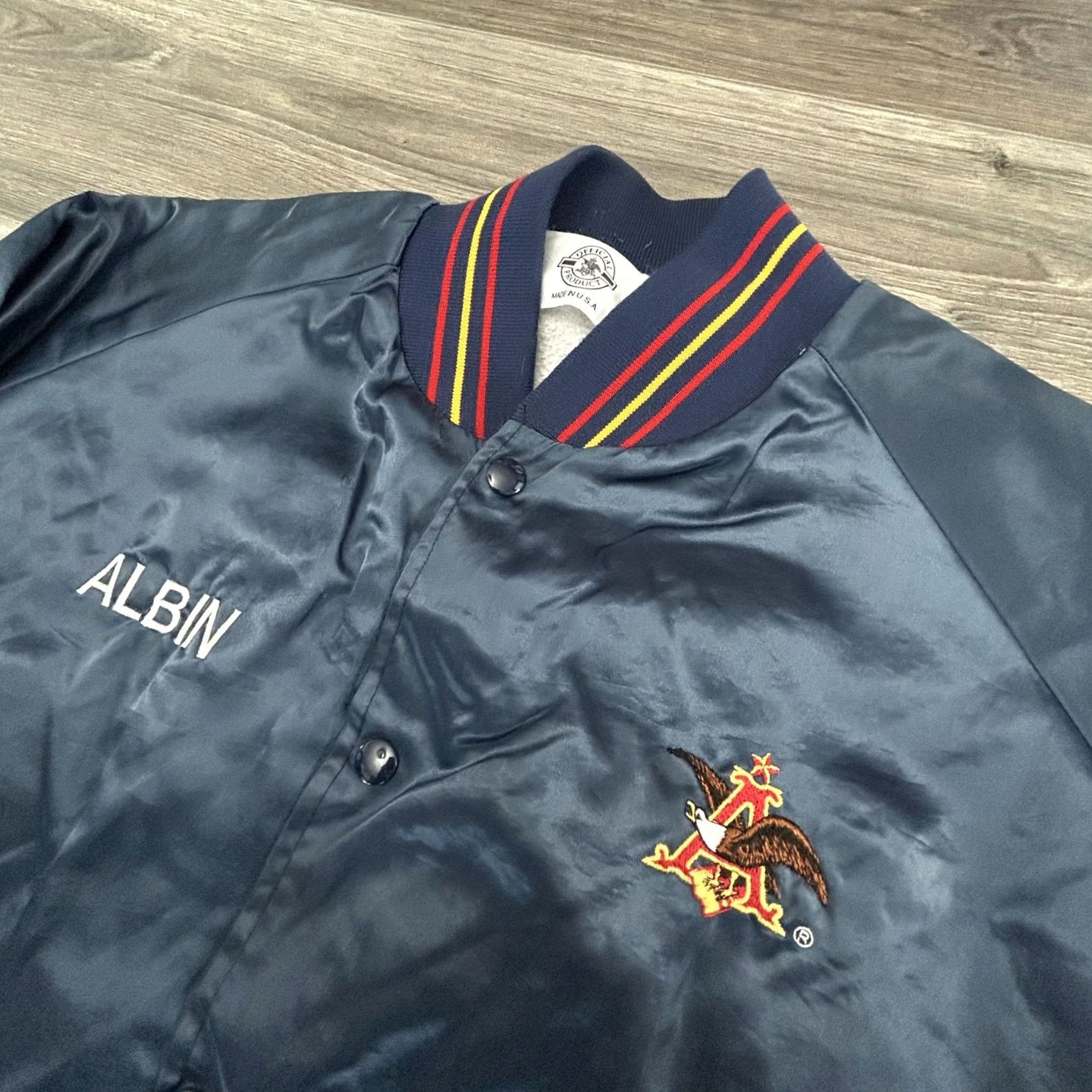 Vintage VINTAGE Anheuser-Busch Satin Bomber Jacket Mens Large Blue 80s Beer Promo Bar MLB Baseball Logo ALBIN Size US L / EU 52-54 / 3 - 2 Thumbnail