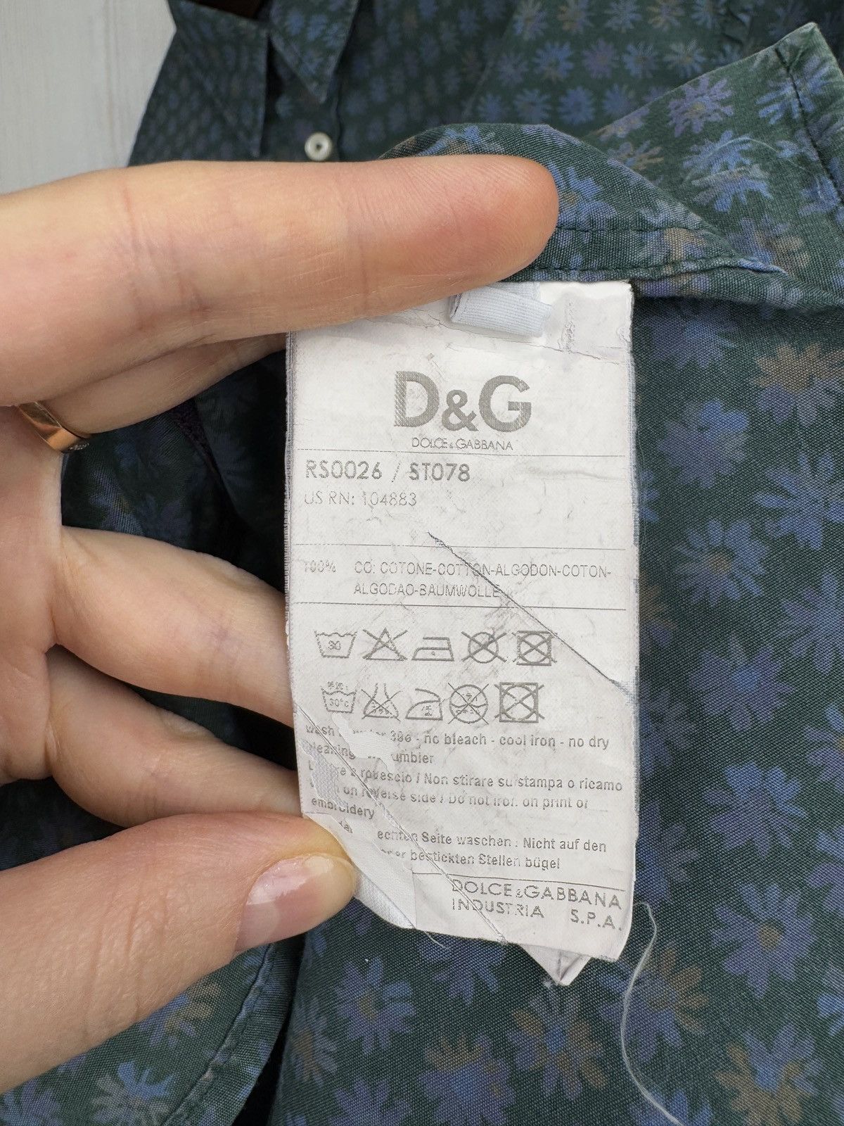 Dolce & Gabbana Dolce Gabbana D&G SS Shirt Dark Green Blue Floral Cotton 54 Size US L / EU 52-54 / 3 - 13 Thumbnail