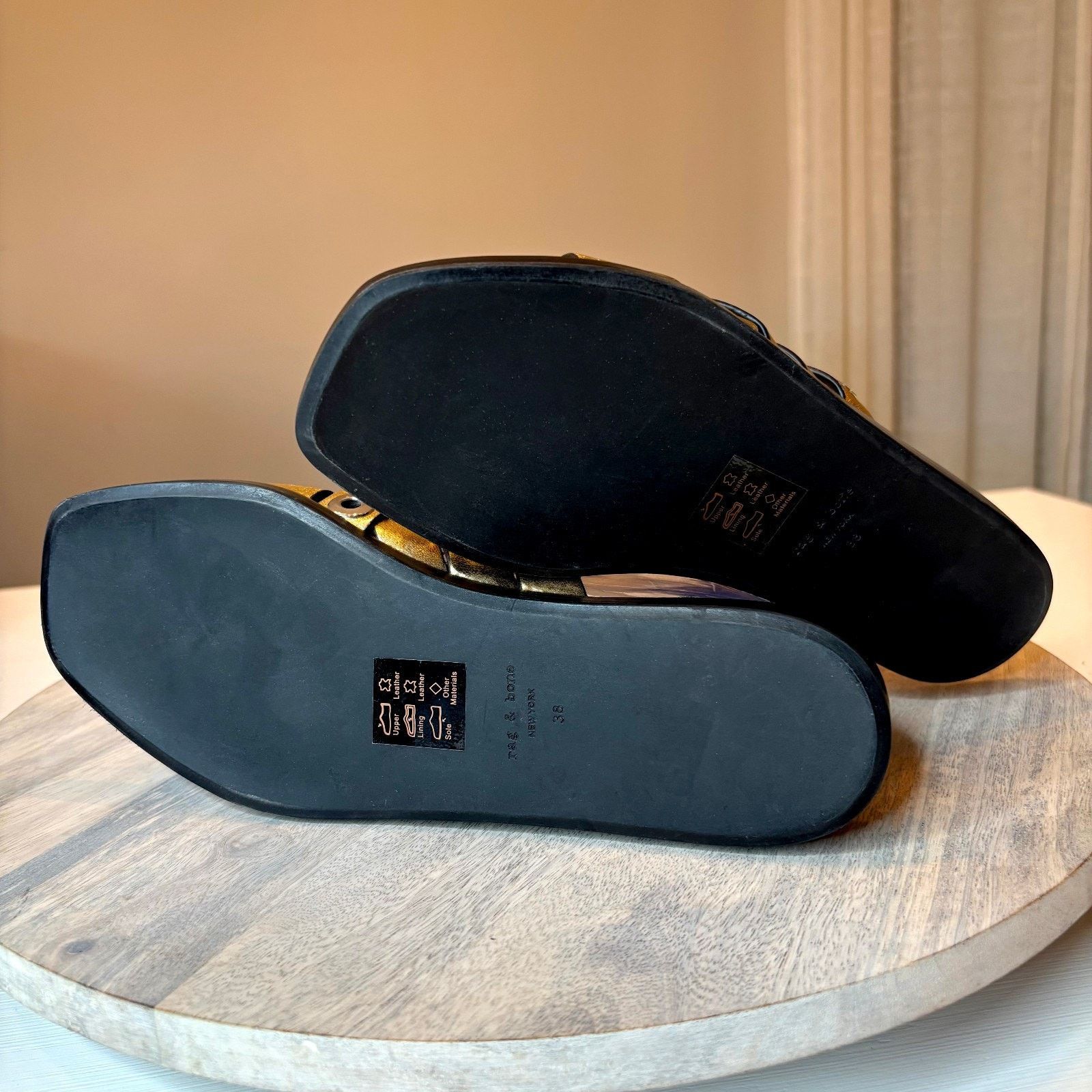 Rag & Bone Rag & Bone Sandals Gold Leather Hartley Metallic Slide Sz 8 Size US 8 / IT 38 - 8 Thumbnail
