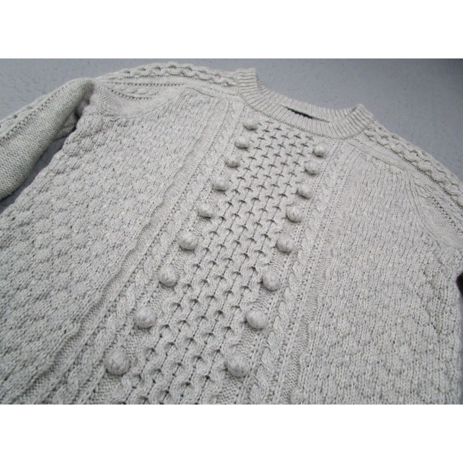 J.Crew J Crew Women's Gray Medium Cable Knit Pullover Sweater Long Sleeve Size M / US 6-8 / IT 42-44 - 2 Thumbnail